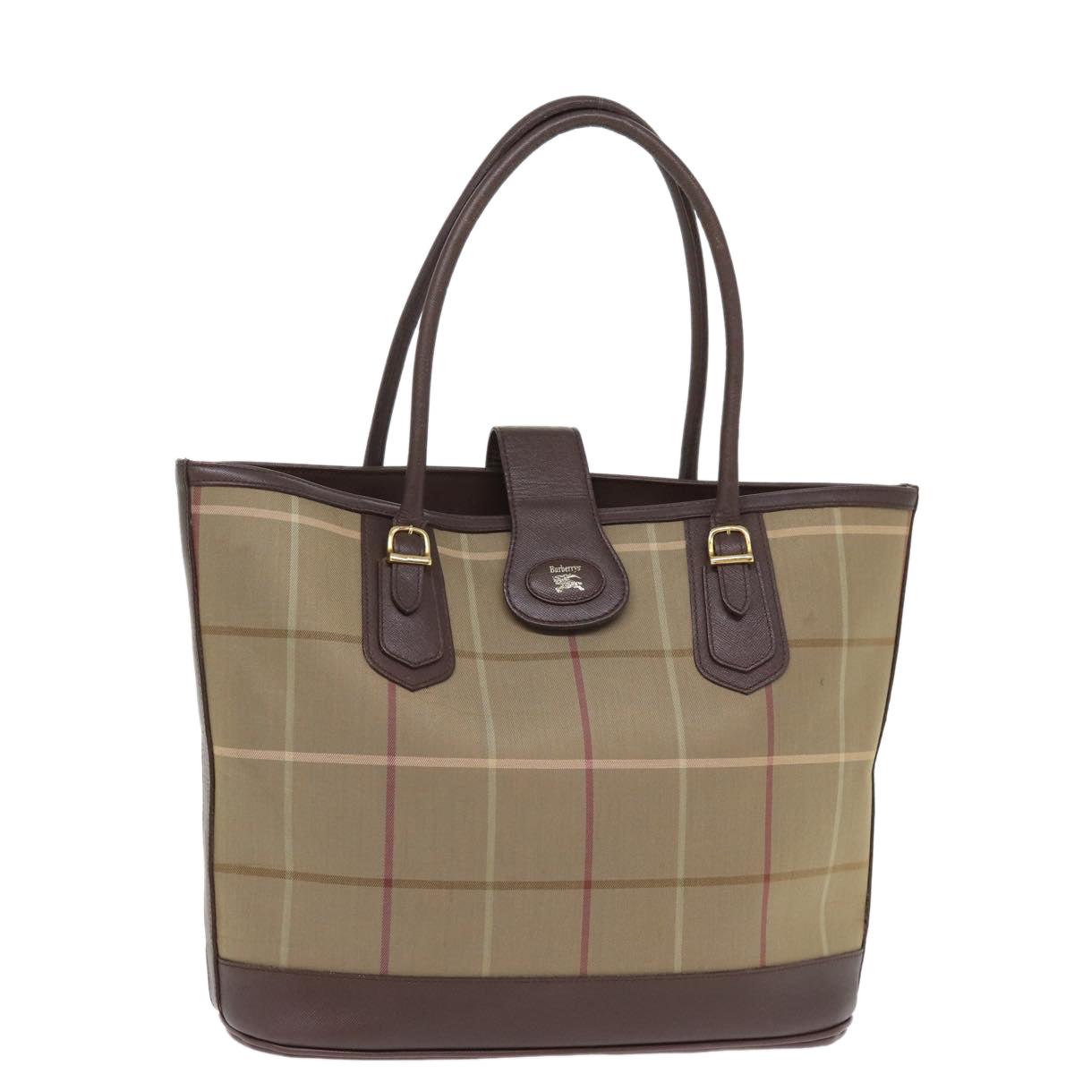 Burberrys Nova Check Tote Bag Canvas Beige Auth yk12860