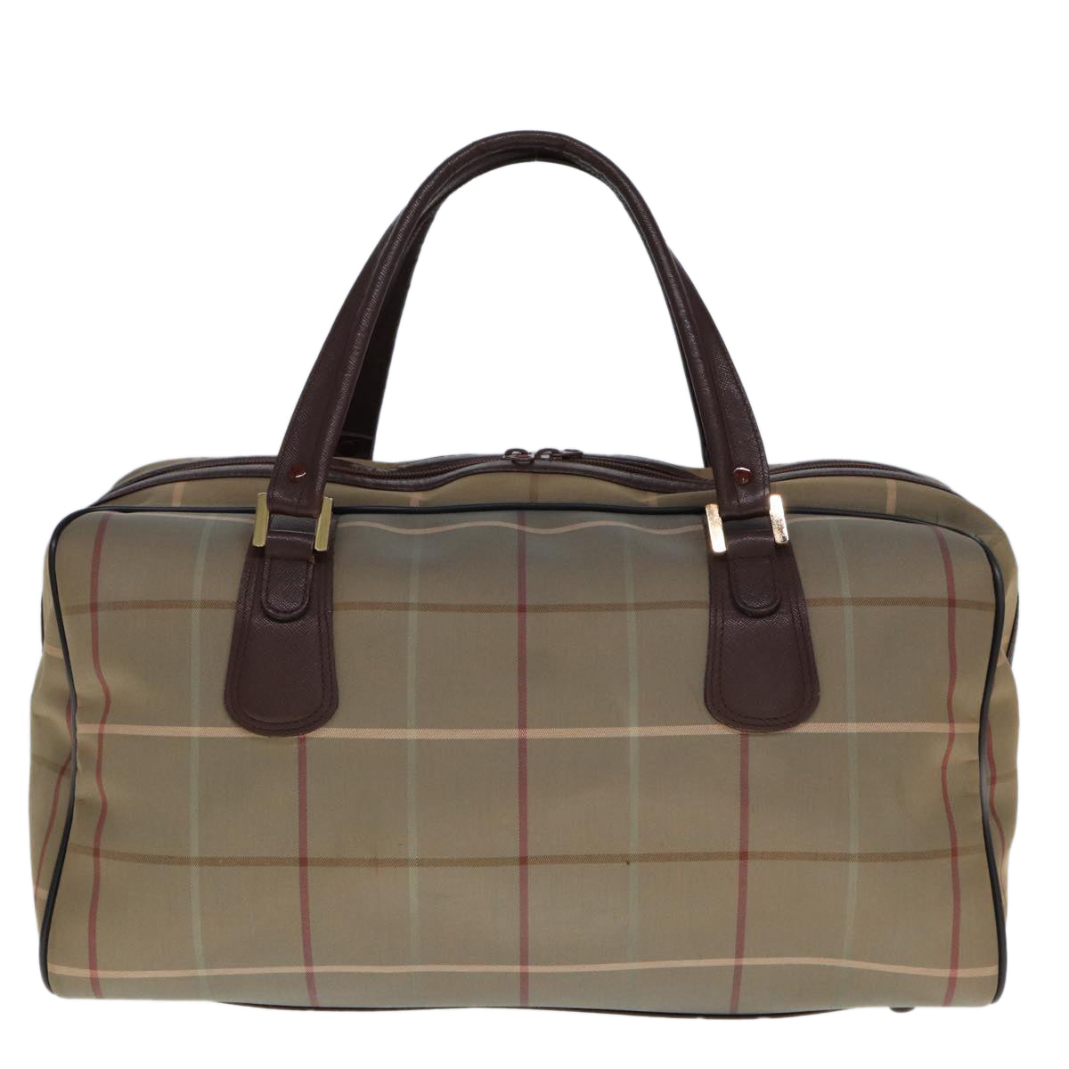 Burberrys Nova Check Boston Bag Canvas Beige Auth yk12869