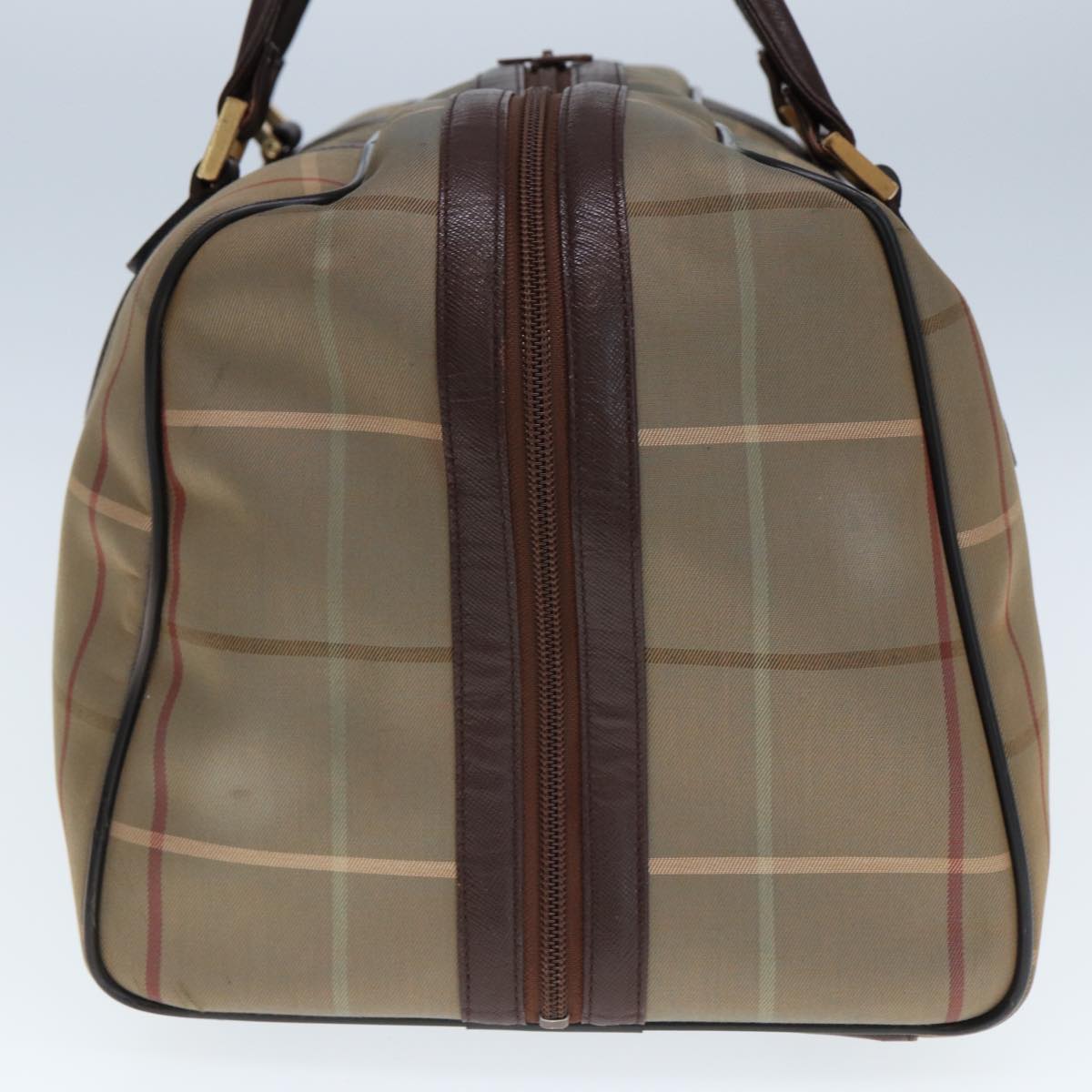 Burberrys Nova Check Boston Bag Canvas Beige Auth yk12869