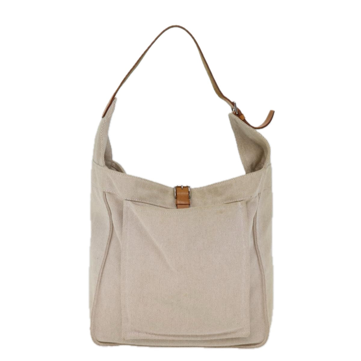 HERMES Marwali GM Shoulder Bag Canvas Beige Auth yk12880