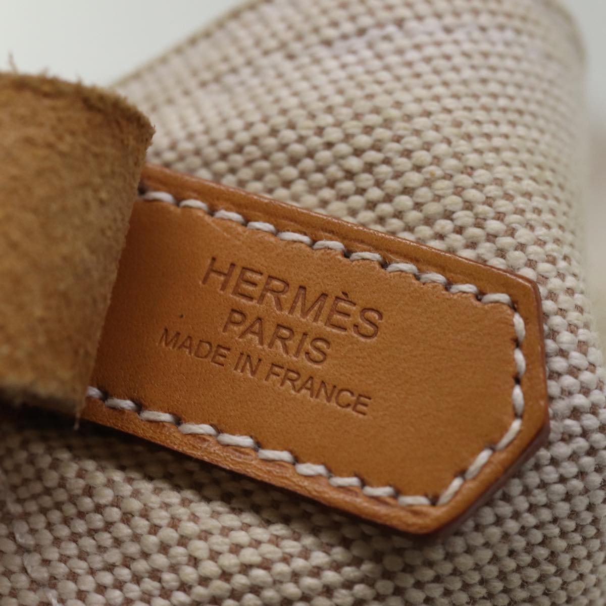 HERMES Marwali GM Shoulder Bag Canvas Beige Auth yk12880