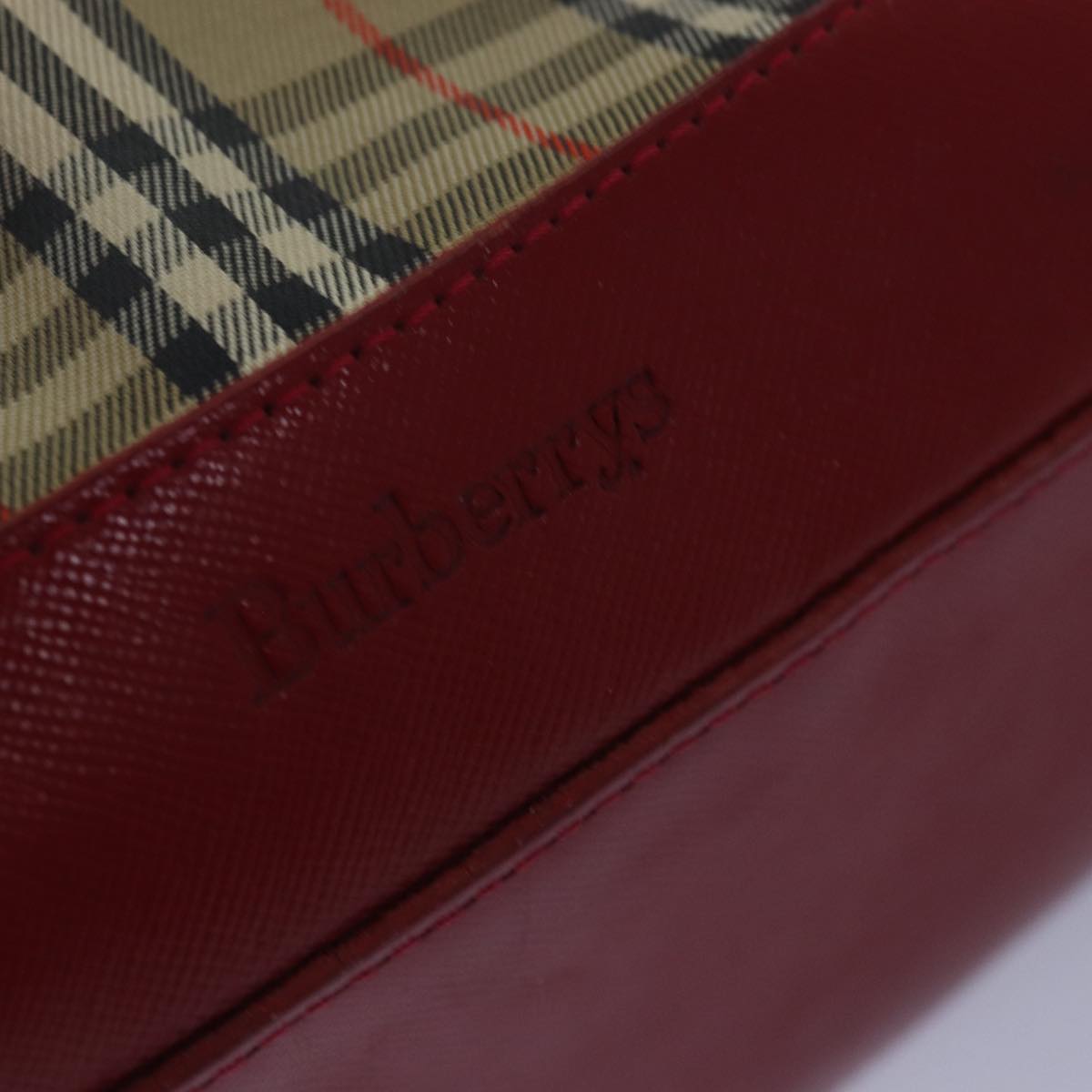 Burberrys Nova Check Hand Bag Canvas Beige Red Auth yk12931