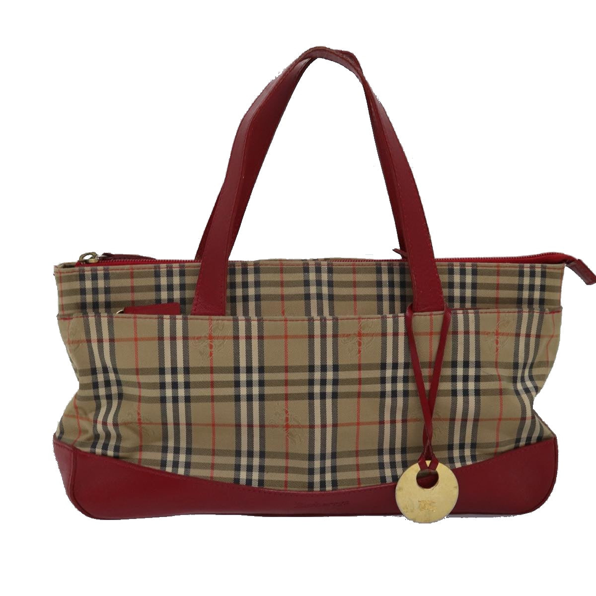 Burberrys Nova Check Hand Bag Canvas Beige Red Auth yk12931