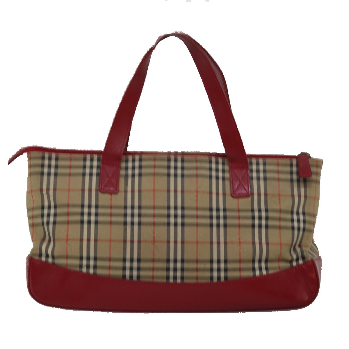 Burberrys Nova Check Hand Bag Canvas Beige Red Auth yk12931