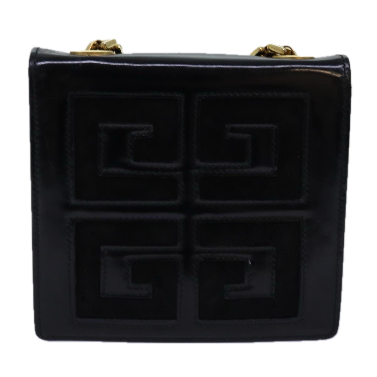 GIVENCHY Chain Shoulder Bag Enamel Black Auth yk12976