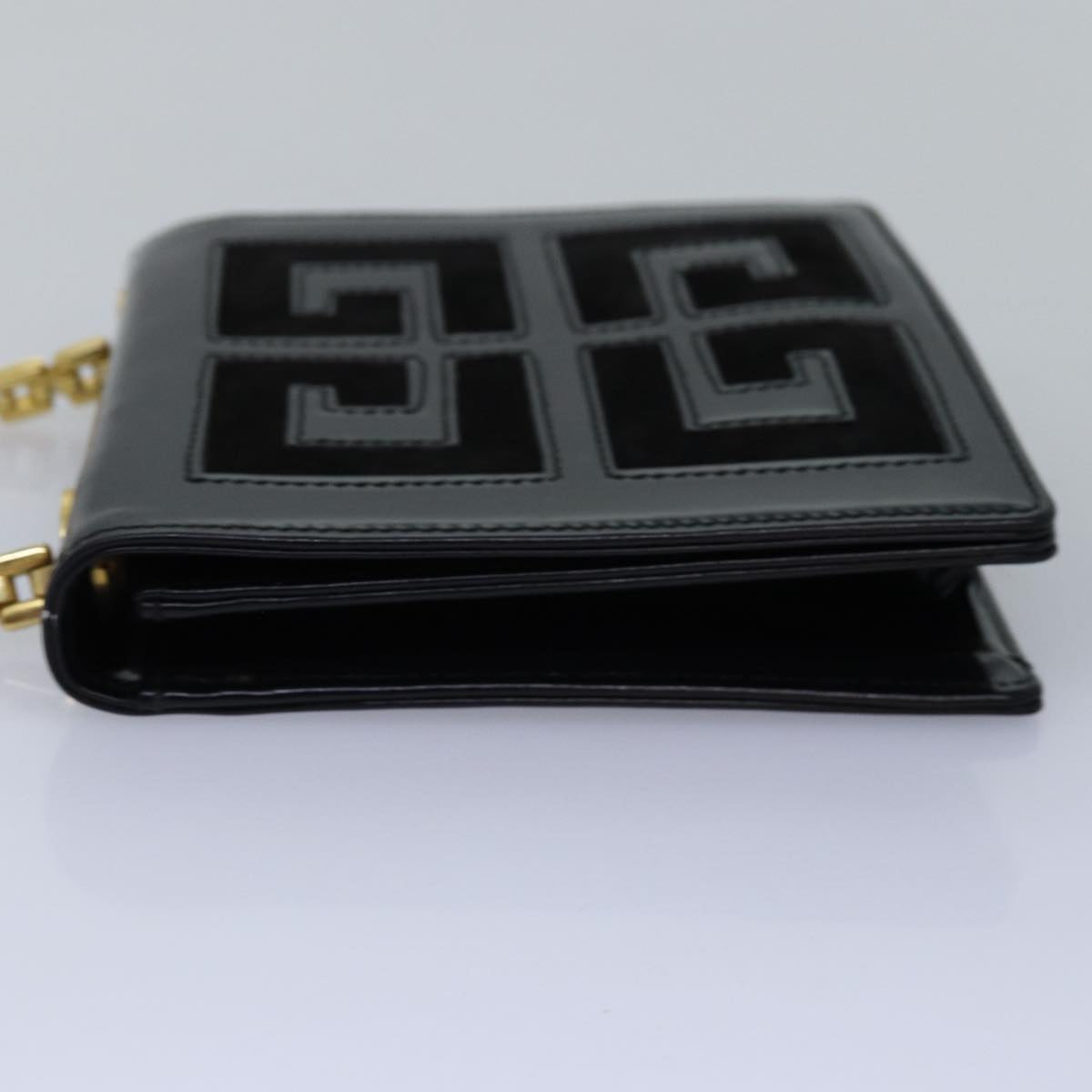 GIVENCHY Chain Shoulder Bag Enamel Black Auth yk12976