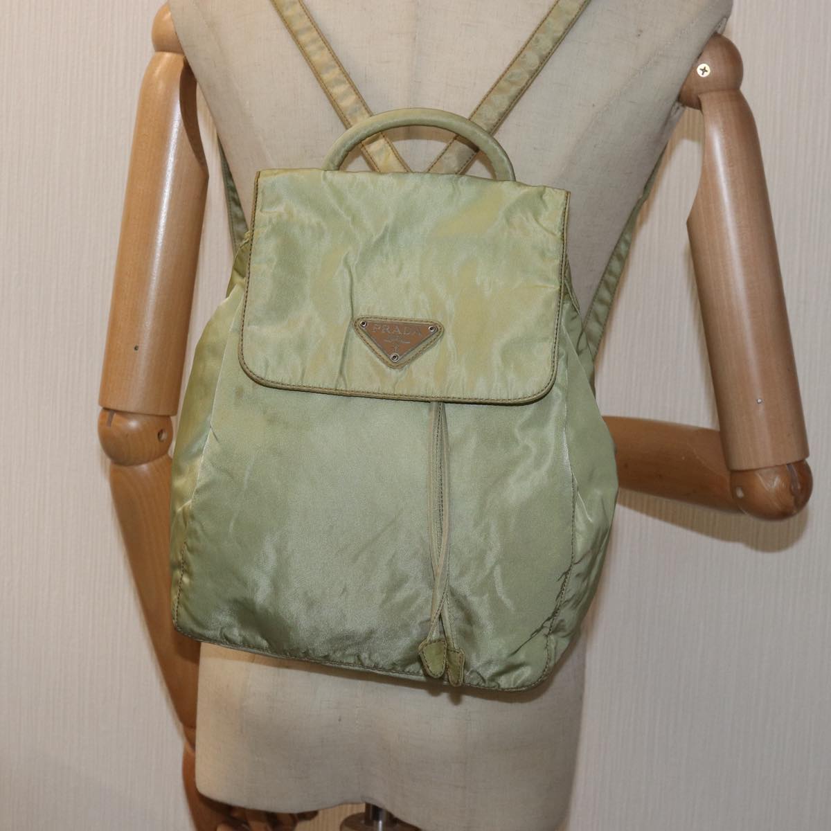 PRADA Backpack Nylon Beige Auth yk12997