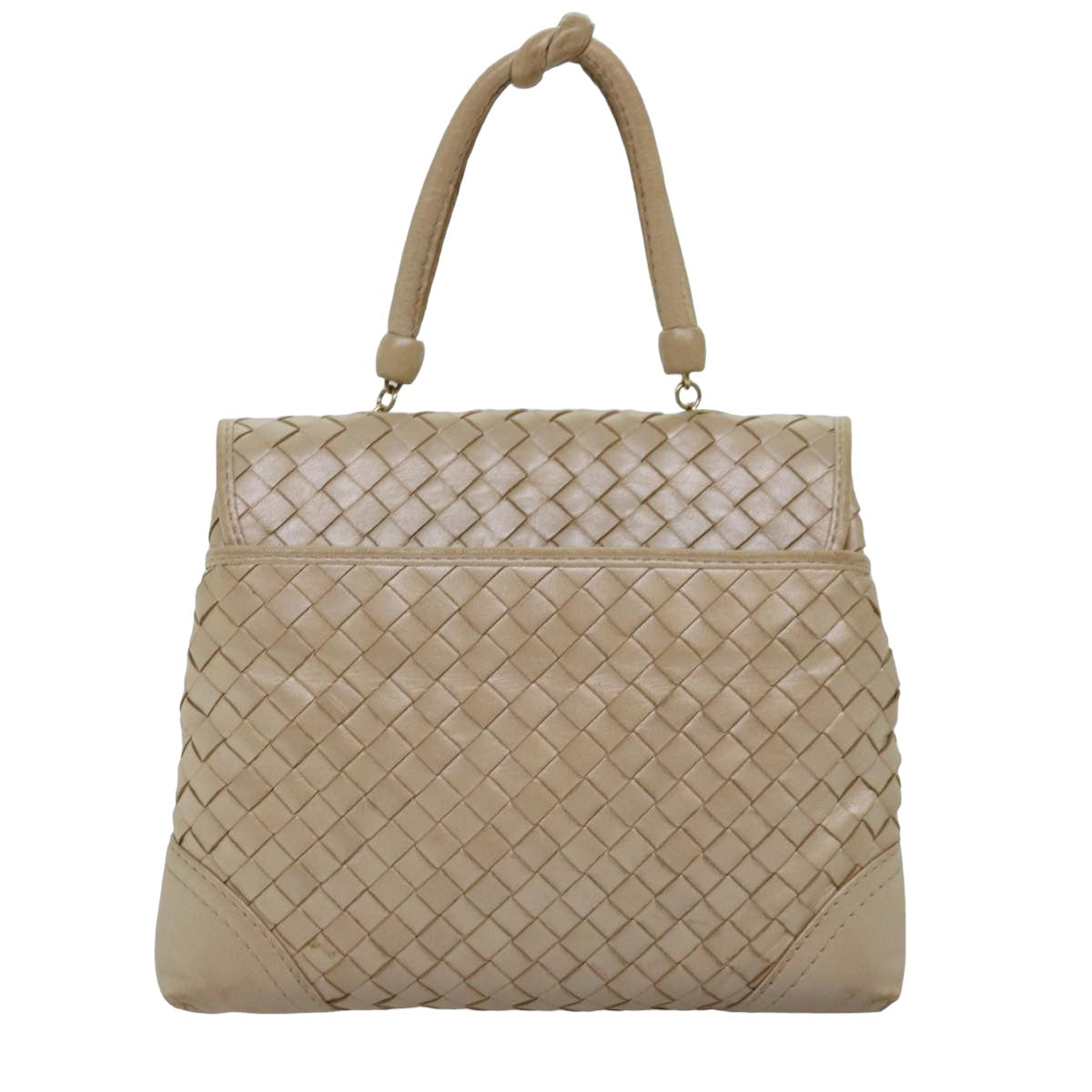 BOTTEGA VENETA INTRECCIATO Hand Bag Leather 2way Beige Auth yk13011