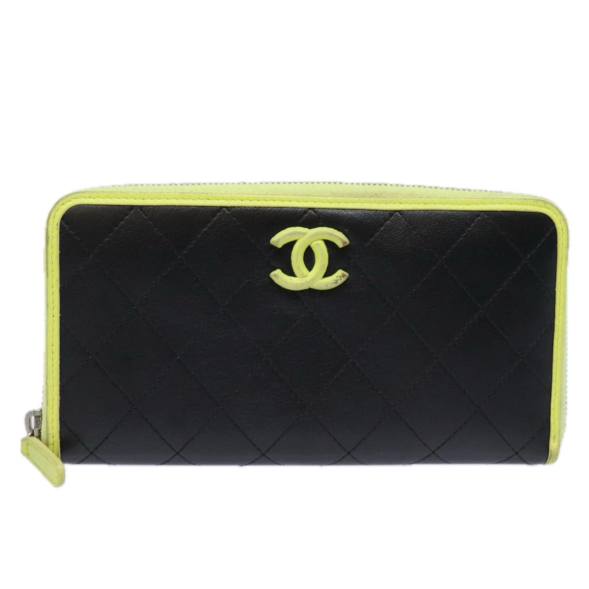 CHANEL Matelasse Long Wallet Leather Black CC Auth yk13055