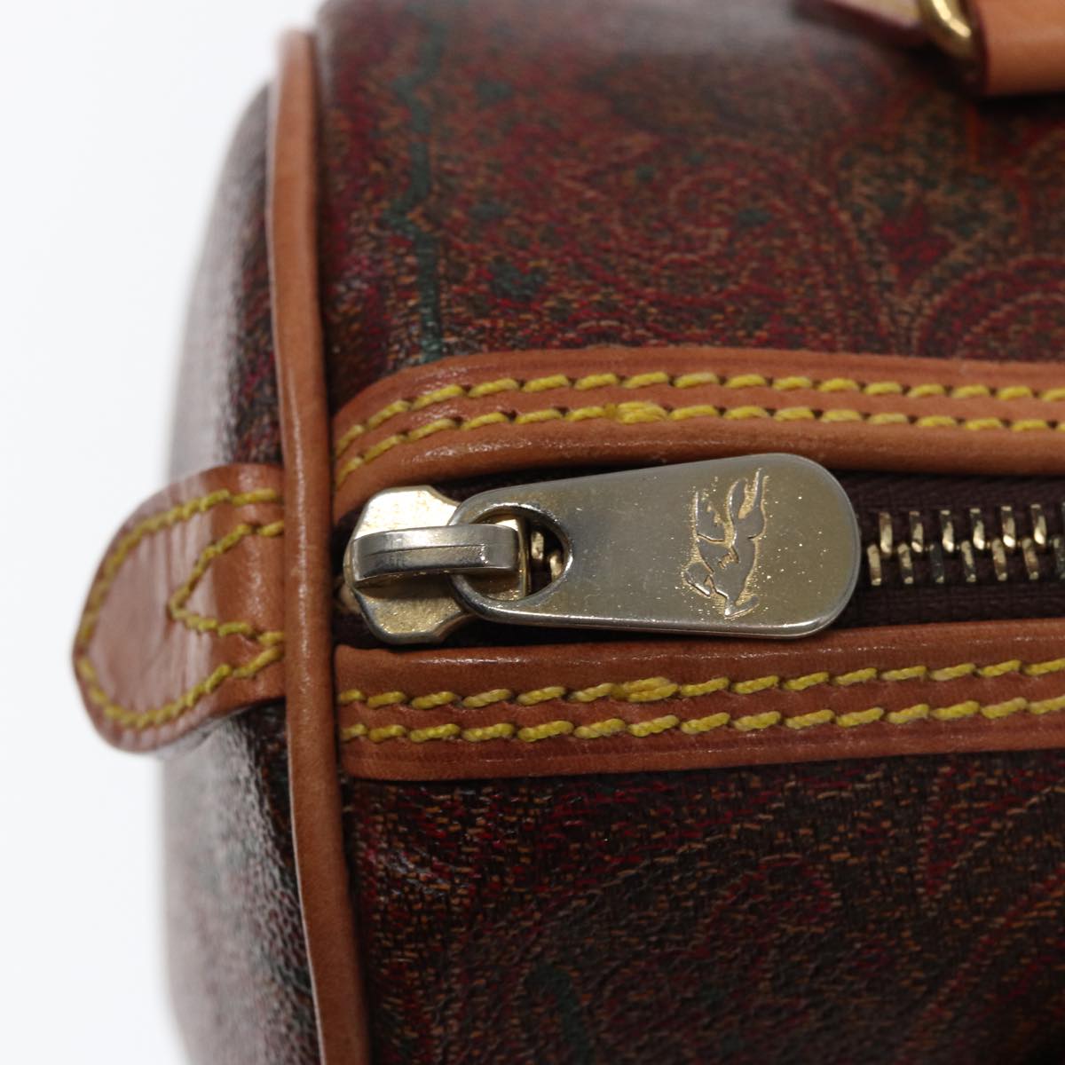 ETRO Paisley Boston Bag PVC Leather Brown Auth yk13070