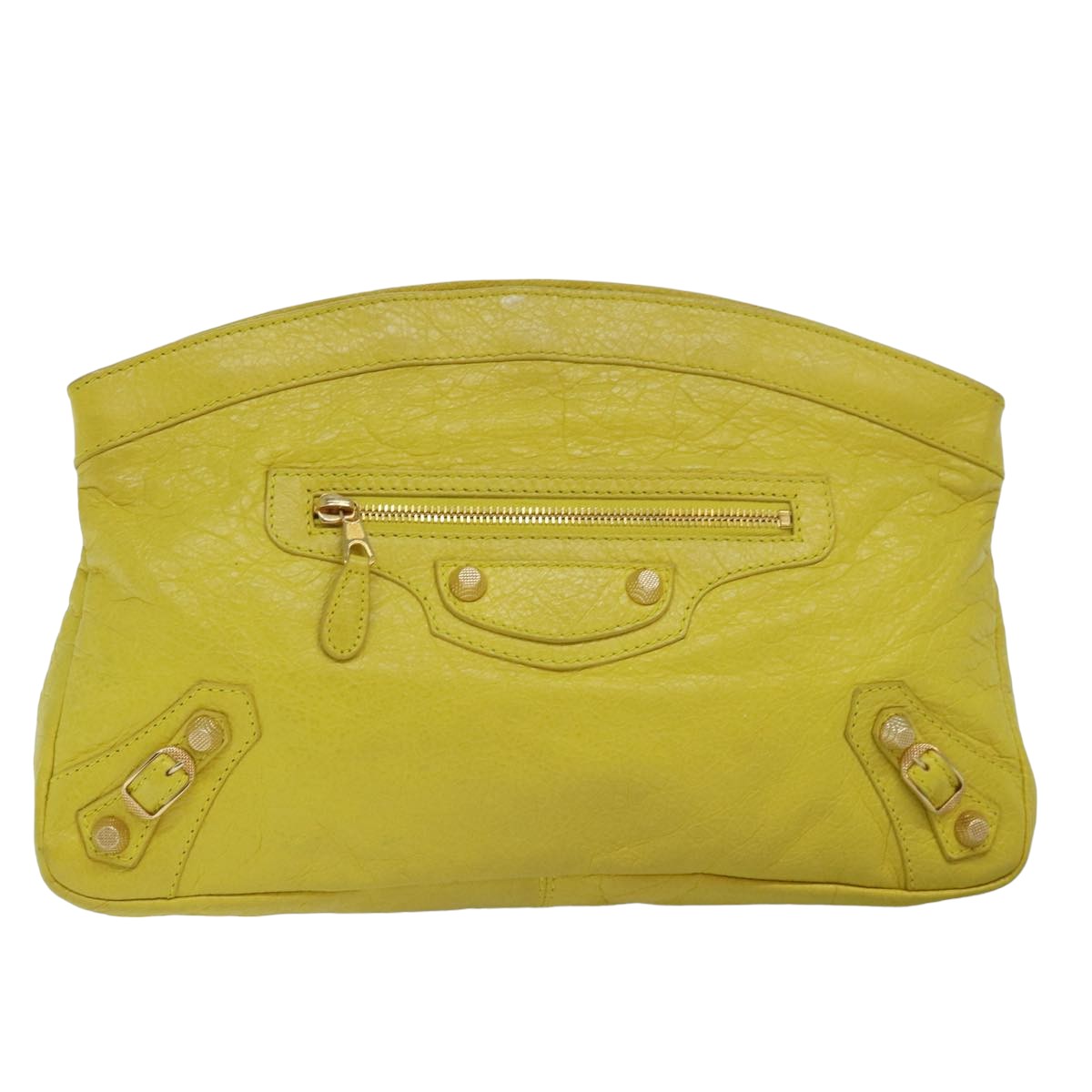 BALENCIAGA Clutch Bag Leather Yellow 285453 Auth yk13077