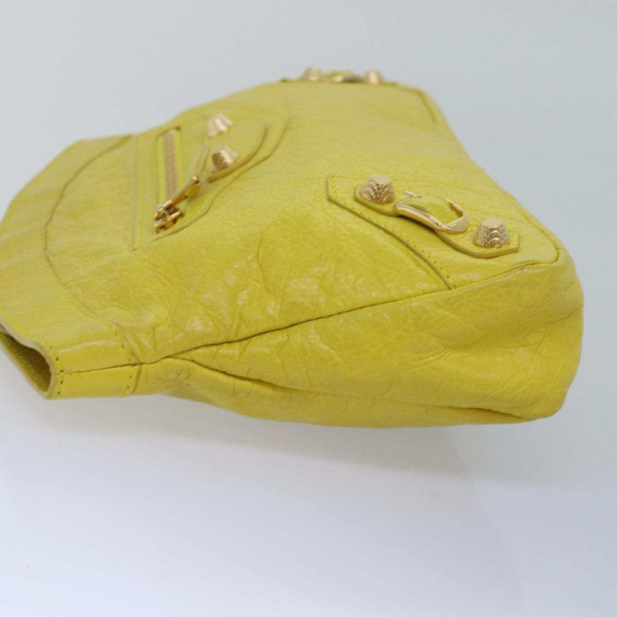 BALENCIAGA Clutch Bag Leather Yellow 285453 Auth yk13077