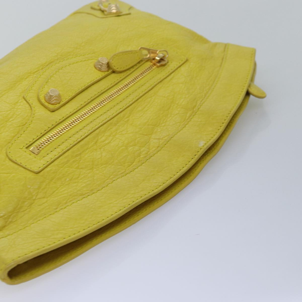 BALENCIAGA Clutch Bag Leather Yellow 285453 Auth yk13077