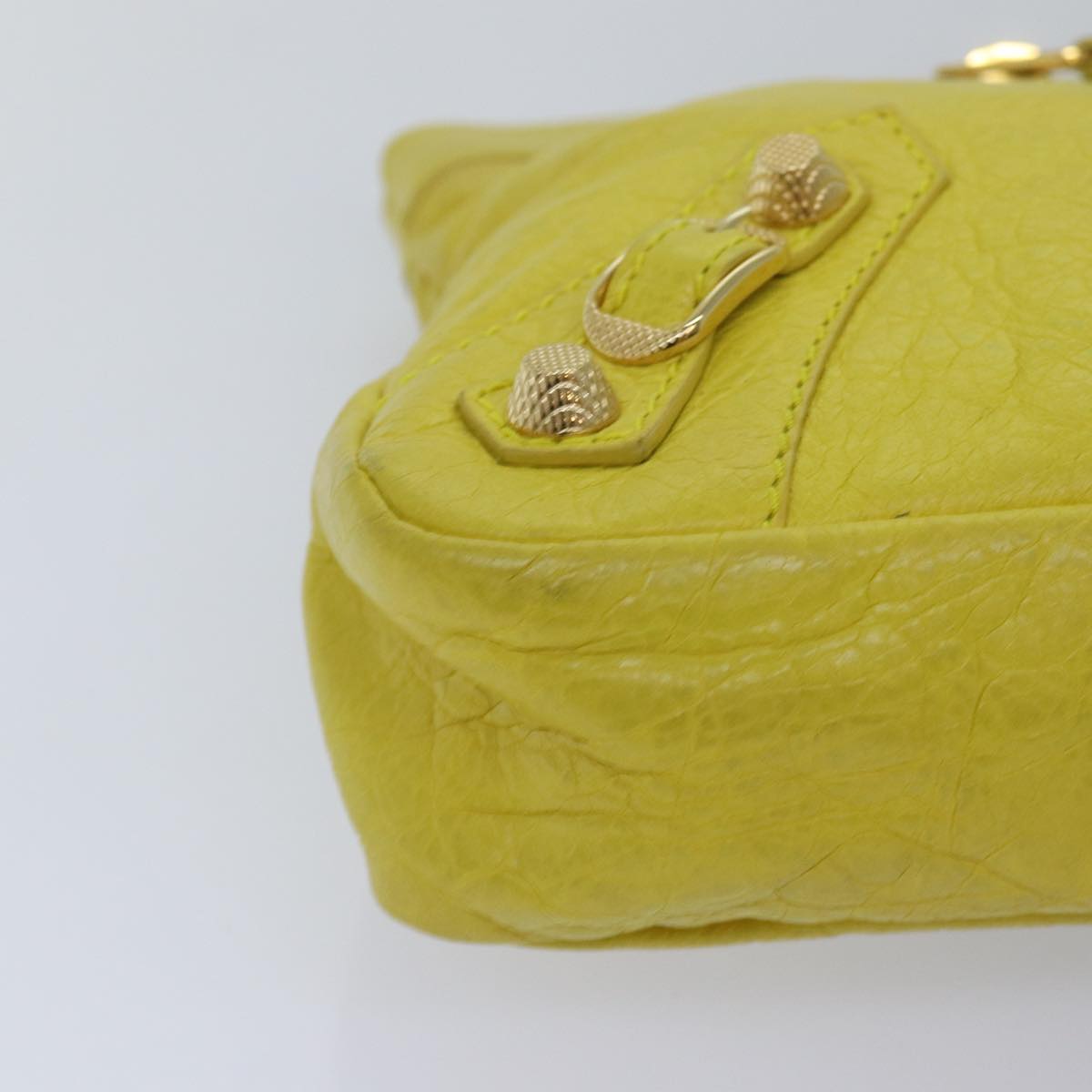 BALENCIAGA Clutch Bag Leather Yellow 285453 Auth yk13077