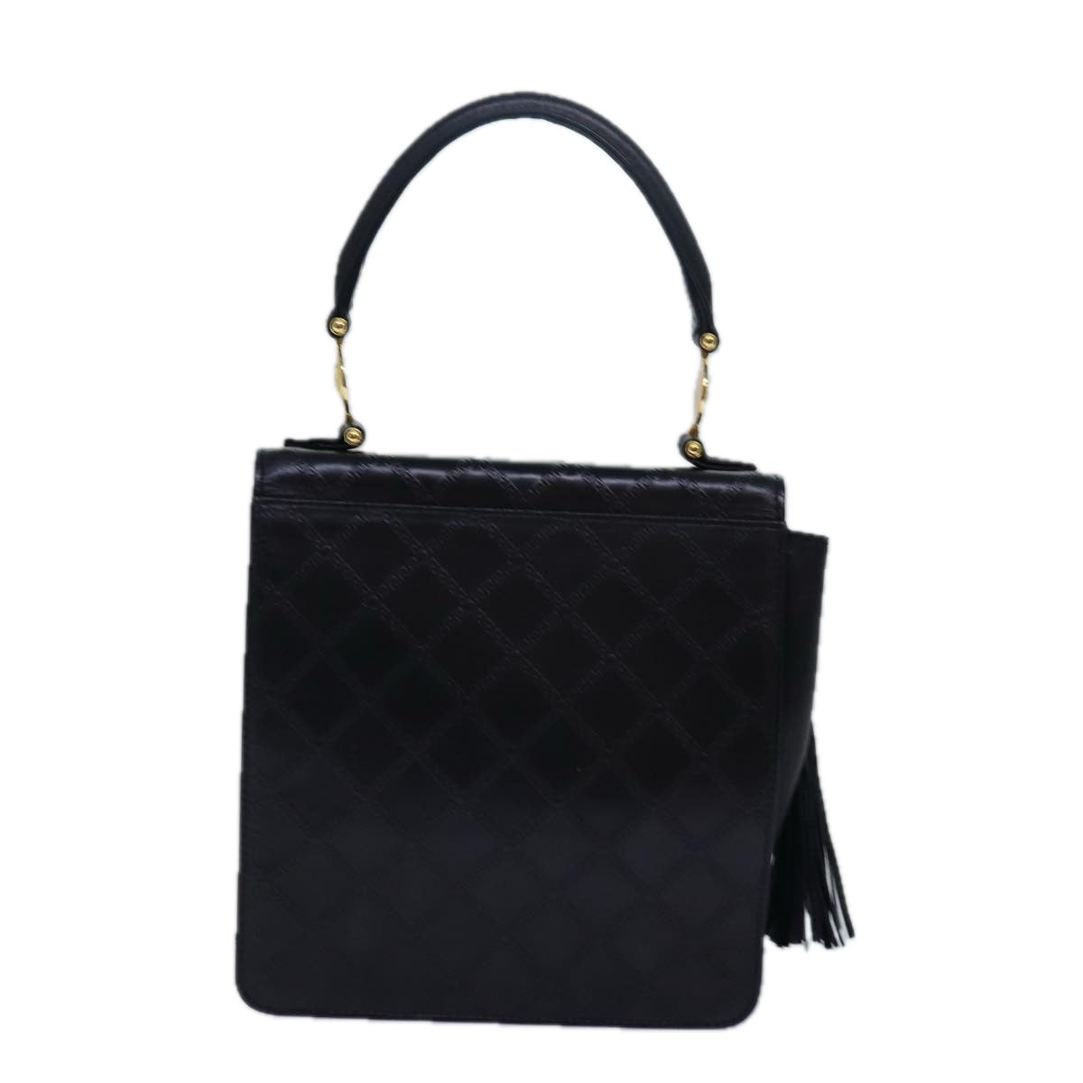 VERSACE Hand Bag Leather Black Auth yk13086