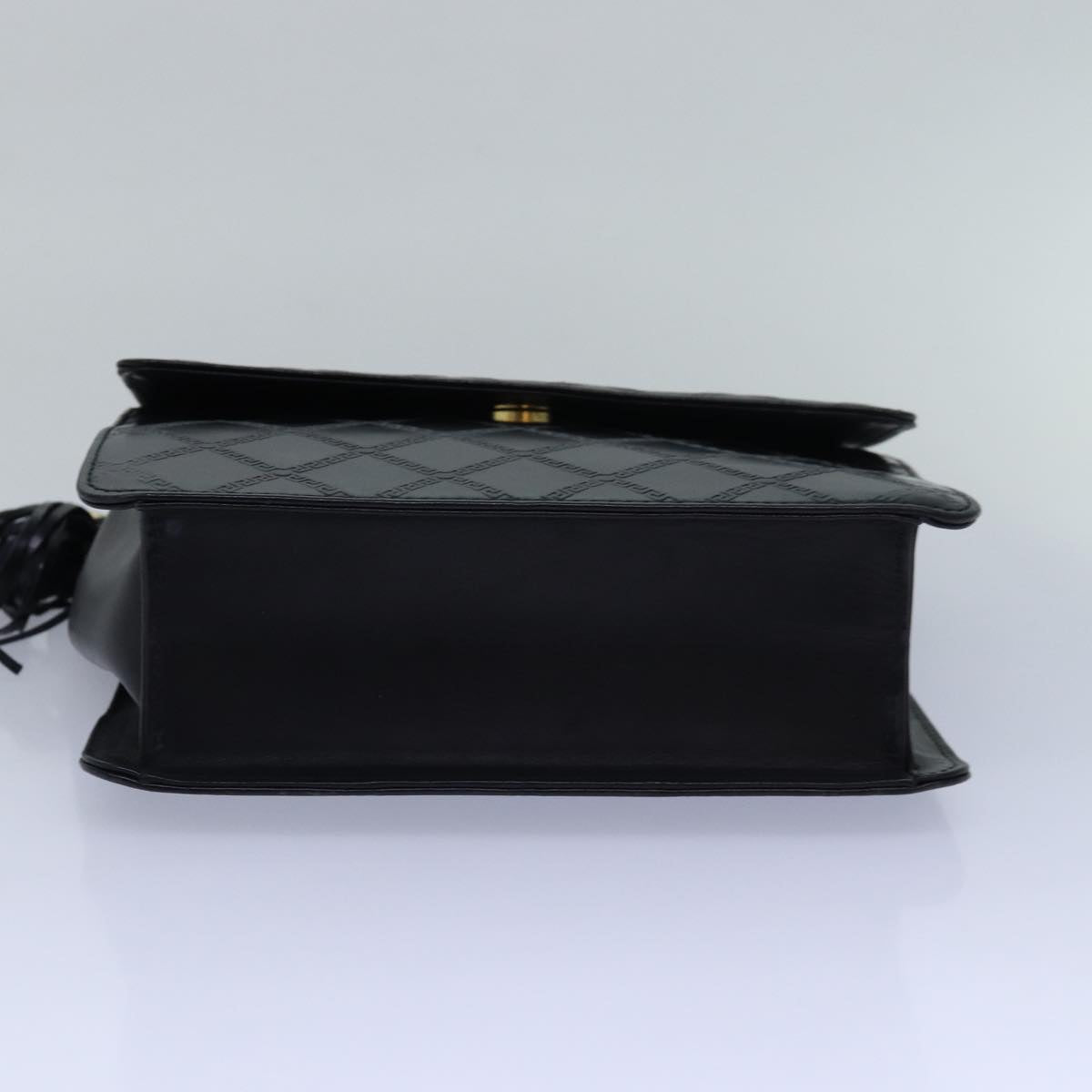 VERSACE Hand Bag Leather Black Auth yk13086