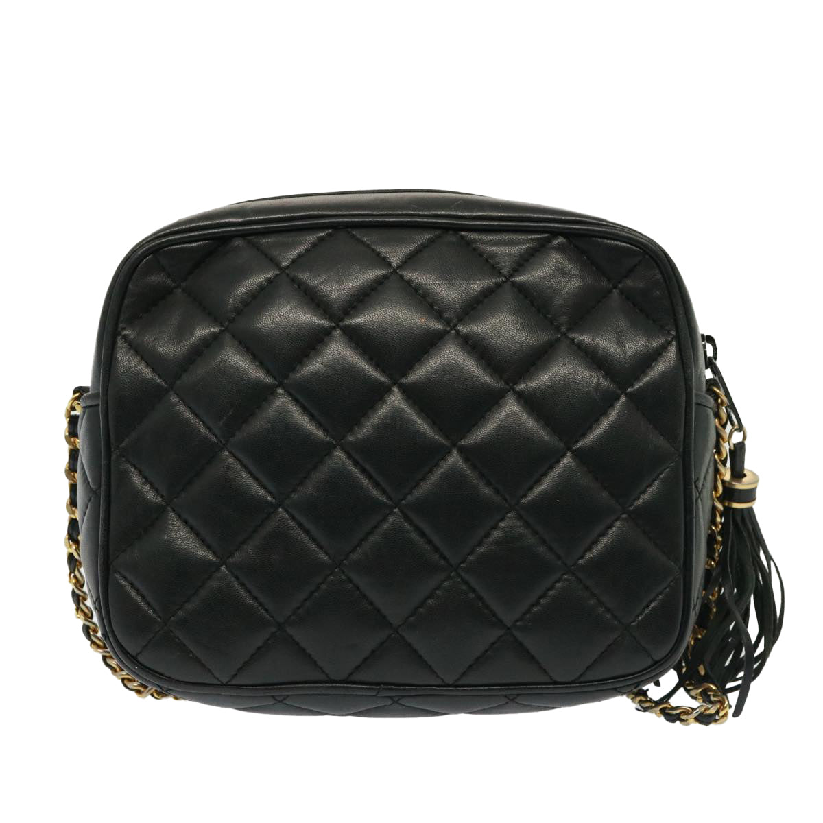 GIVENCHY Quilted Chain Shoulder Bag Leather Black Auth yk13159