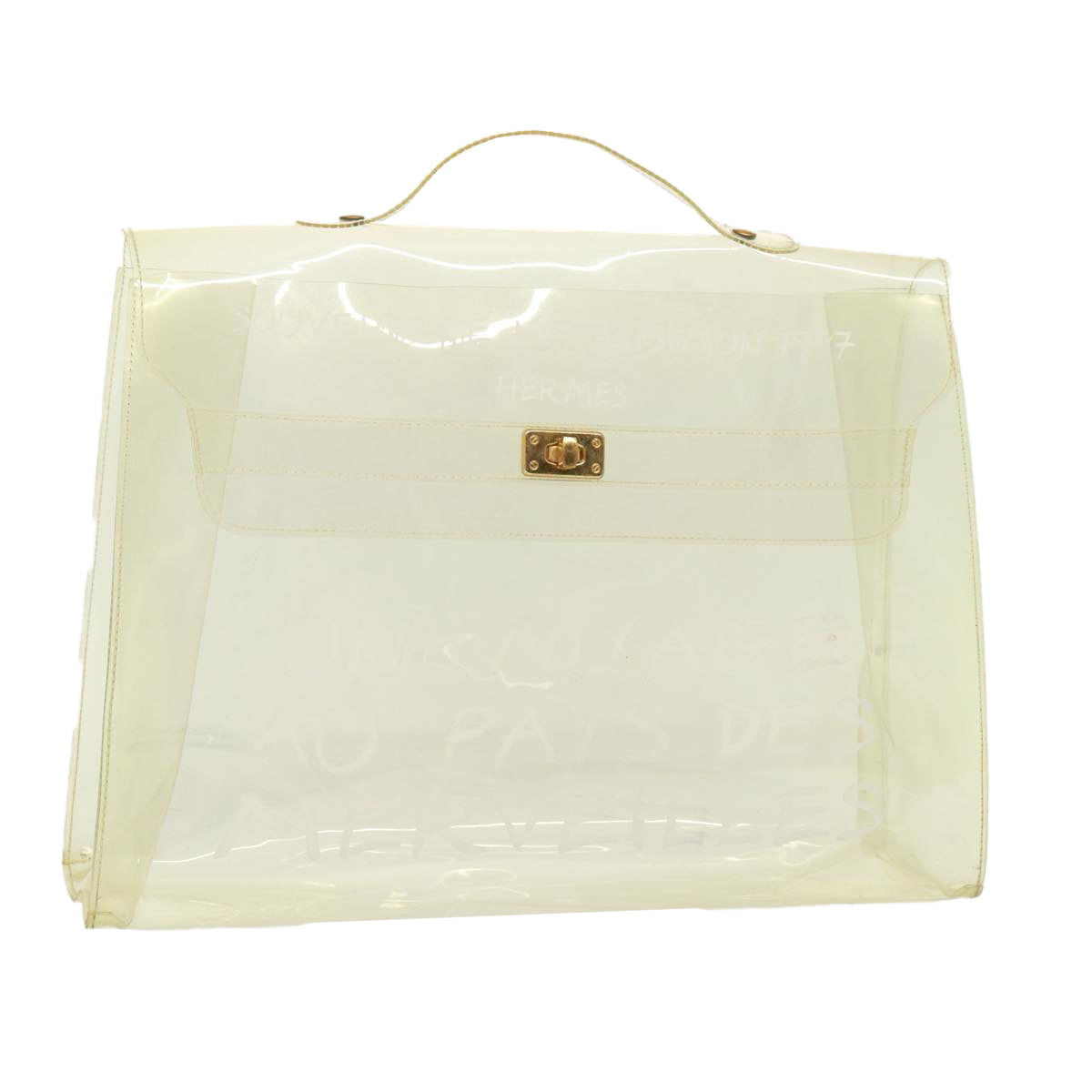 HERMES Vinyl Kelly Hand Bag Vinyl Clear Auth yk13183