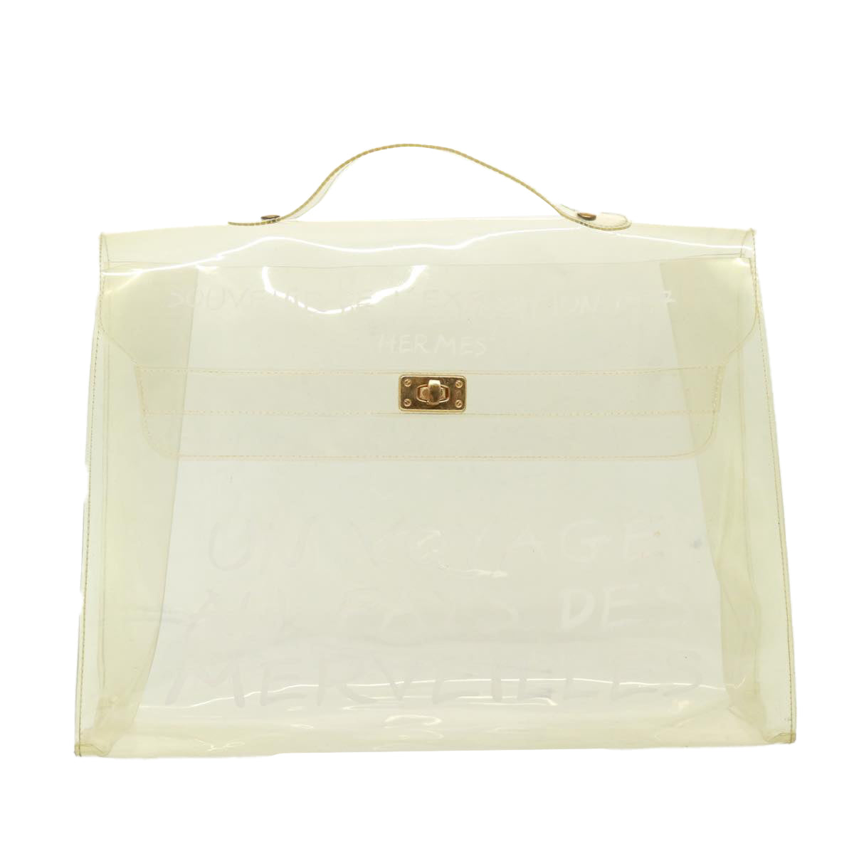 HERMES Vinyl Kelly Hand Bag Vinyl Clear Auth yk13183