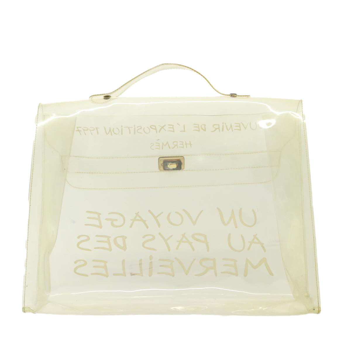 HERMES Vinyl Kelly Hand Bag Vinyl Clear Auth yk13183