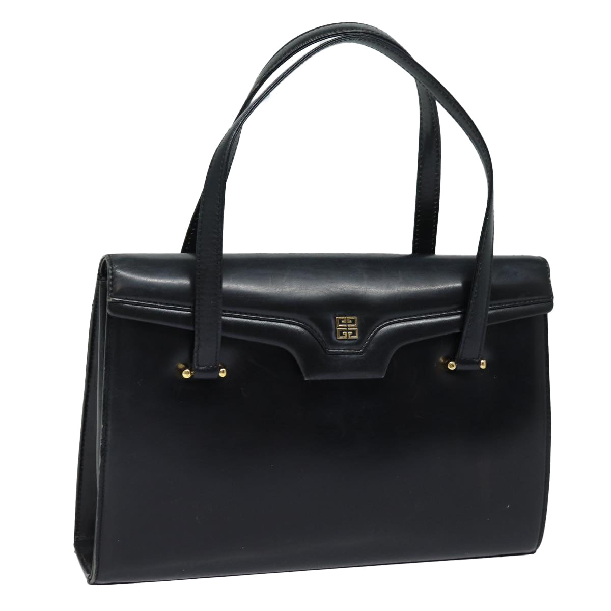 GIVENCHY Hand Bag Leather Black Auth yk13207