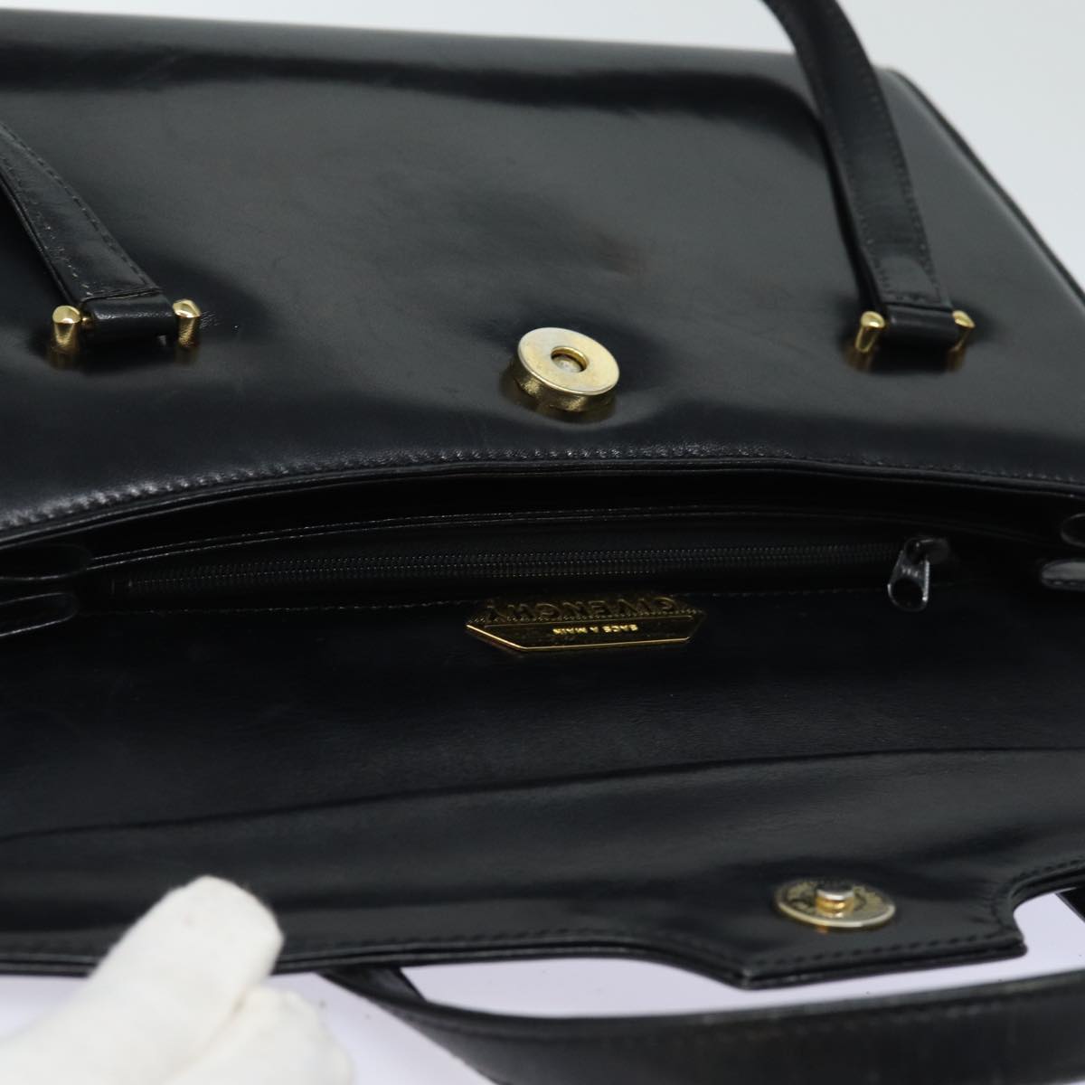 GIVENCHY Hand Bag Leather Black Auth yk13207