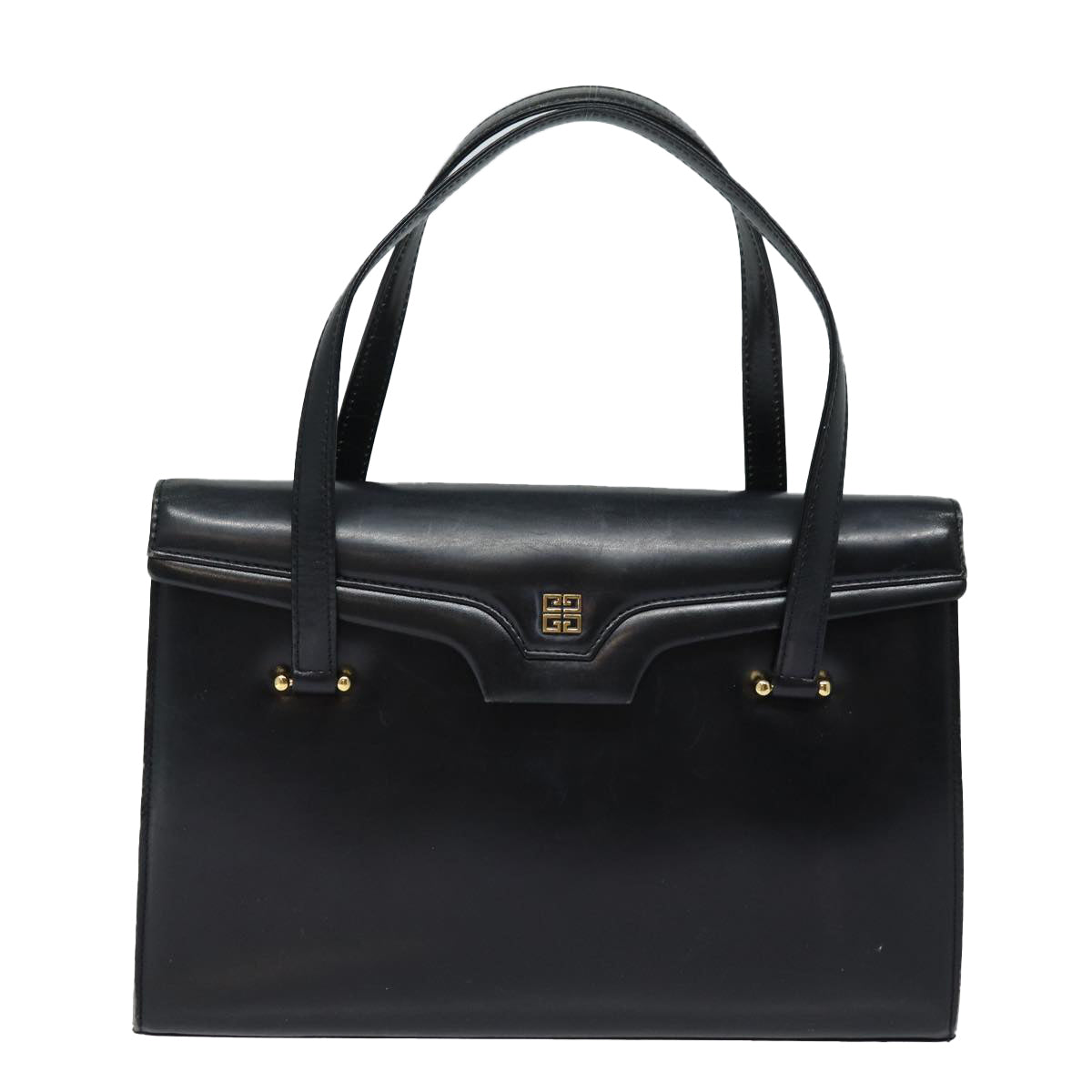 GIVENCHY Hand Bag Leather Black Auth yk13207