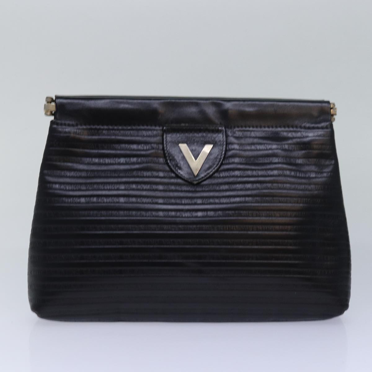 VALENTINO Clutch Bag Leather PVC Leather 4Set Black Brown white Auth yk13236