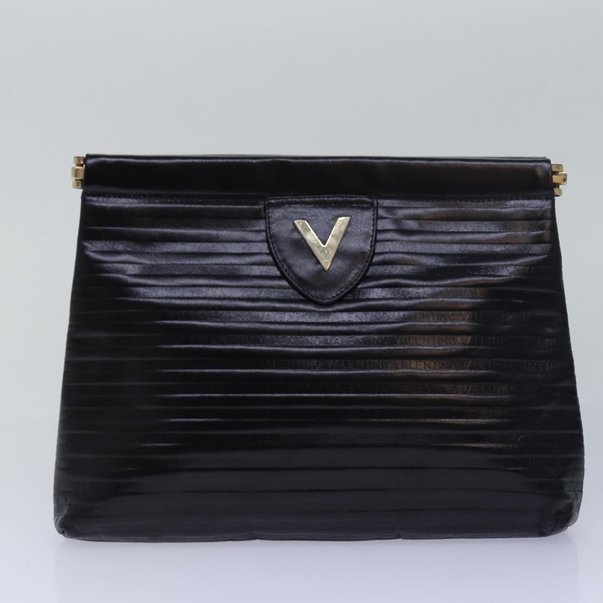 VALENTINO Clutch Bag Leather PVC Leather 4Set Black Brown white Auth yk13236