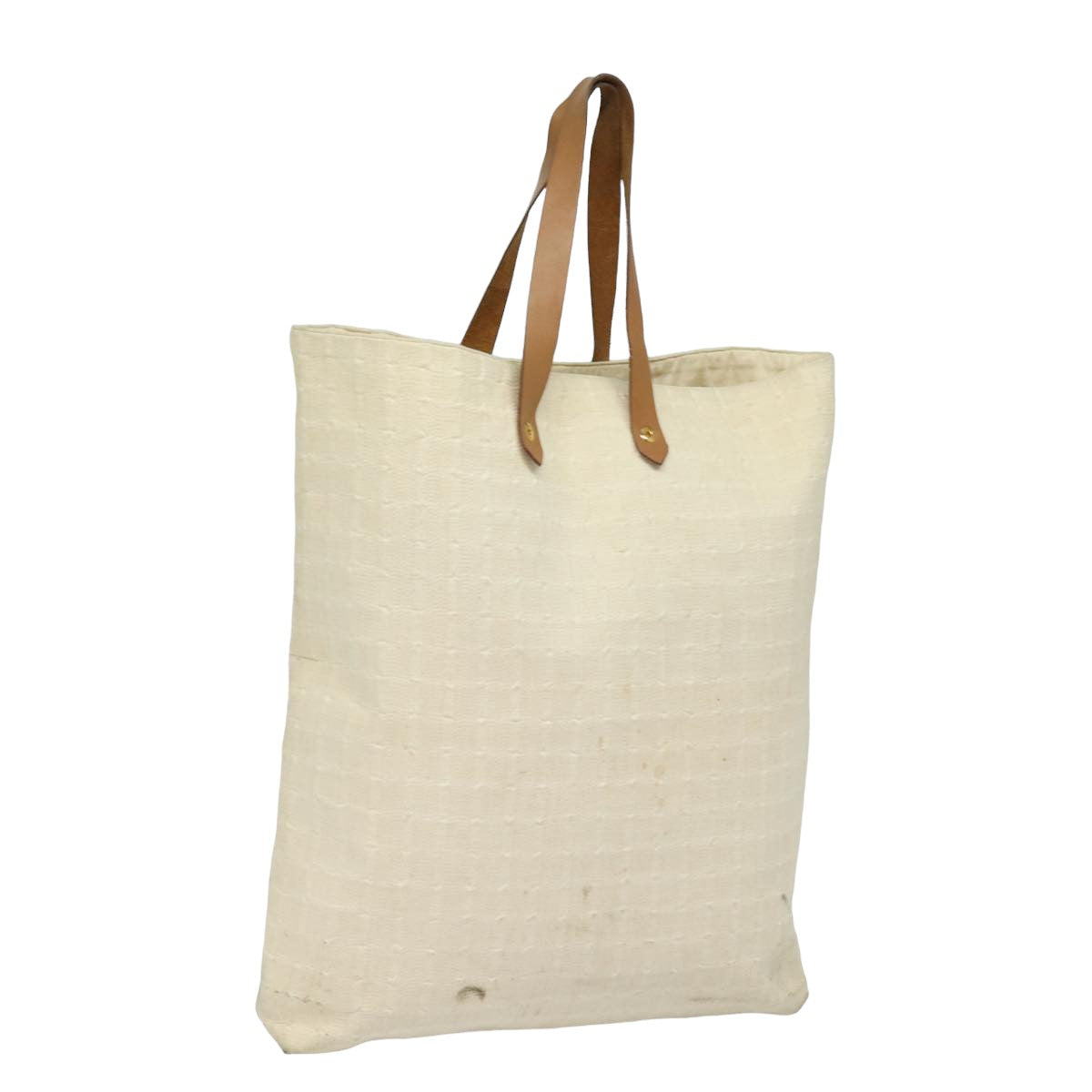 HERMES Amedaba GM Tote Bag Canvas White Beige Auth yk13268