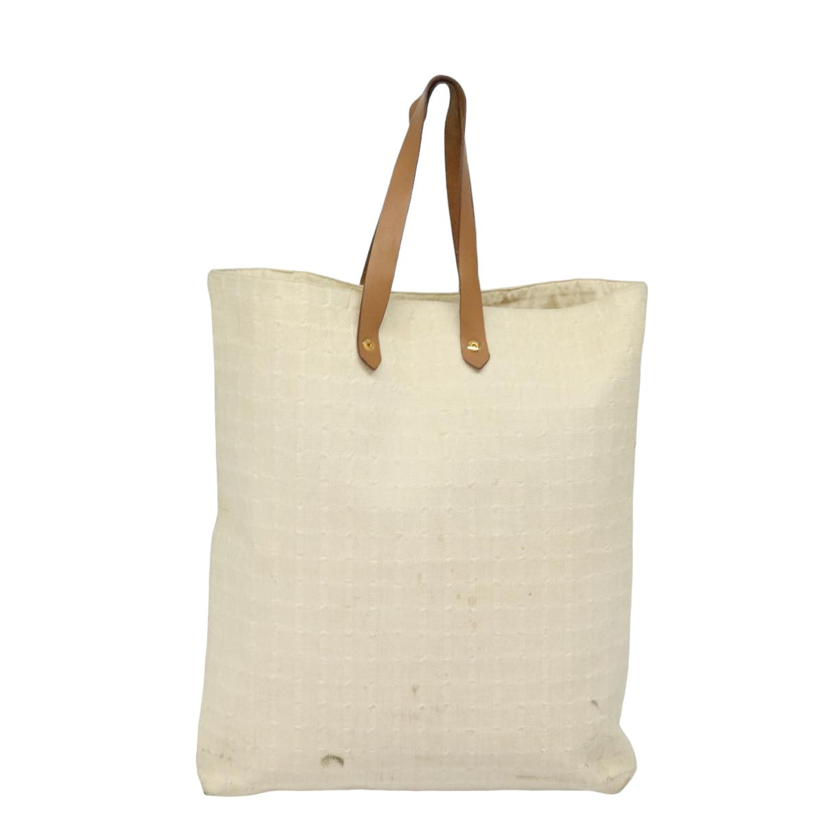 HERMES Amedaba GM Tote Bag Canvas White Beige Auth yk13268