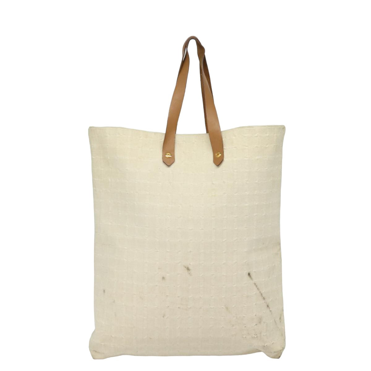 HERMES Amedaba GM Tote Bag Canvas White Beige Auth yk13268