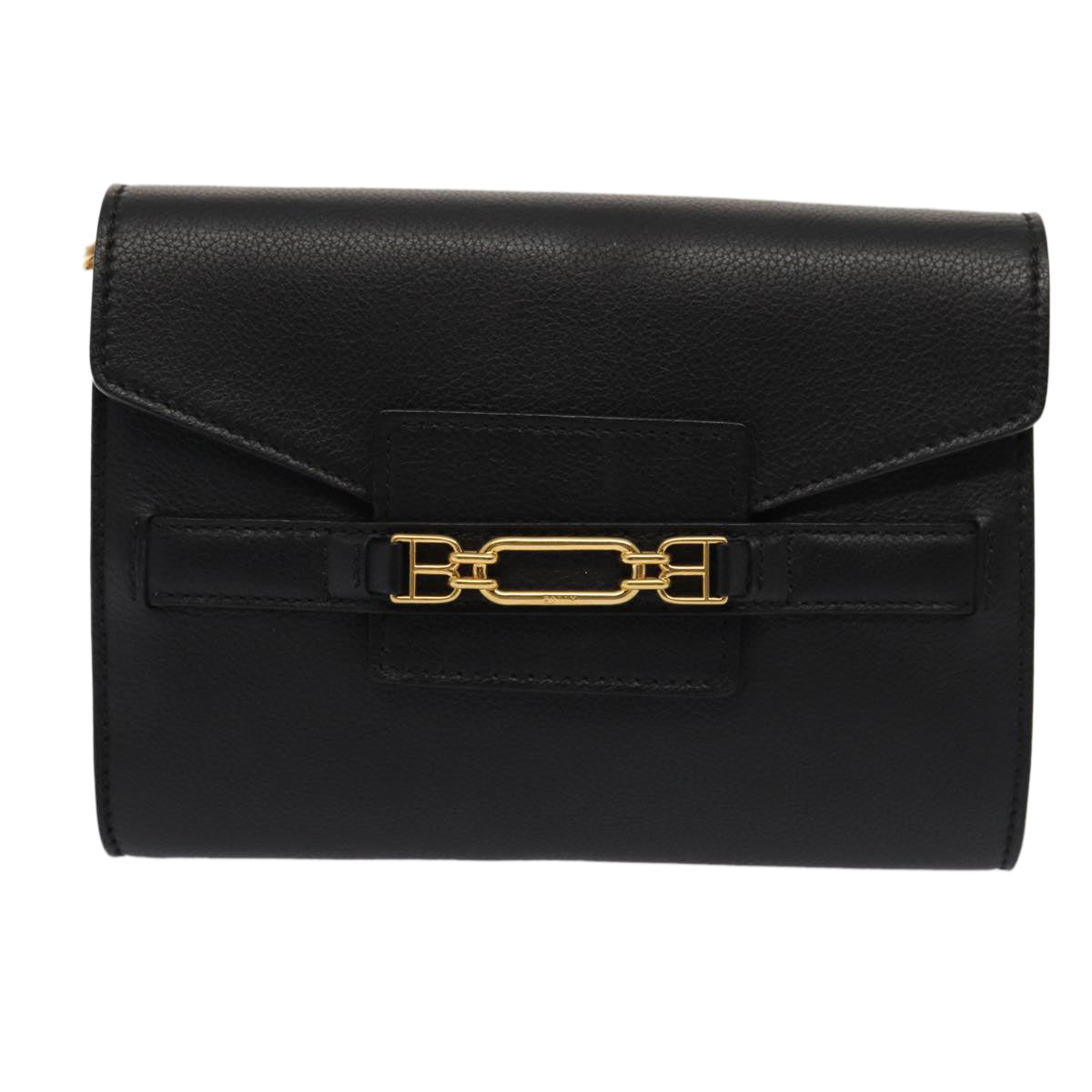 BALLY Shoulder Bag Leather Black Auth yk13281