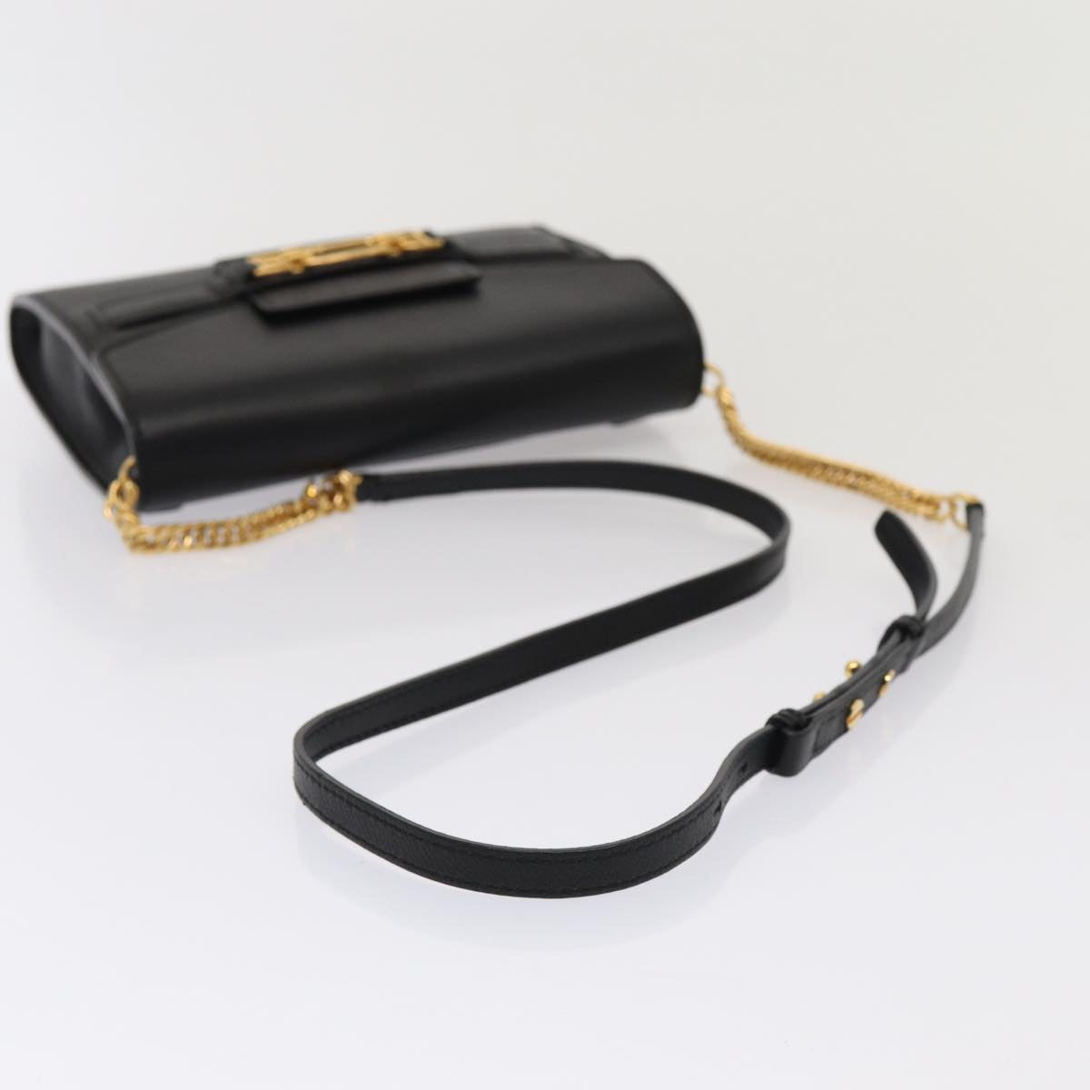 BALLY Shoulder Bag Leather Black Auth yk13281