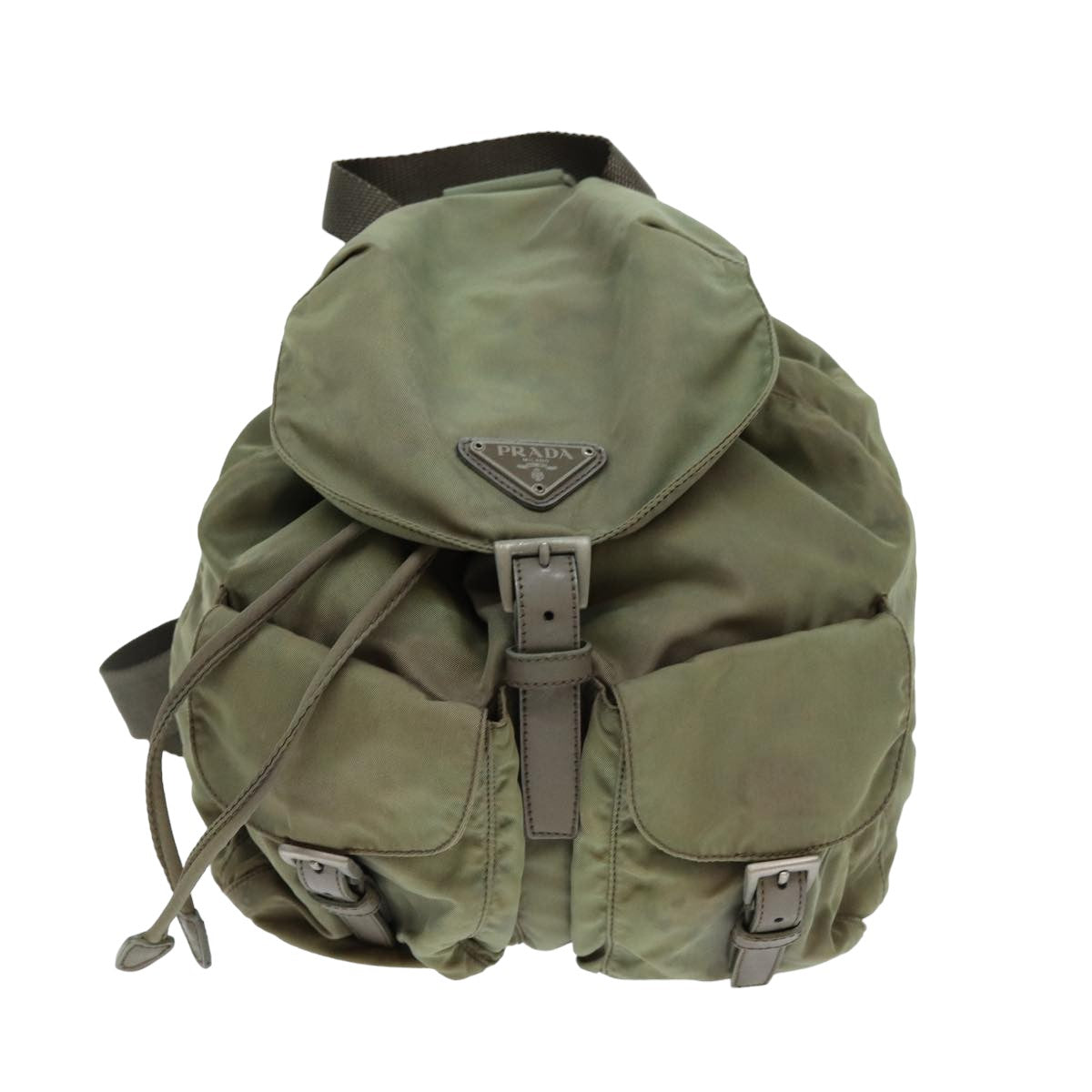 PRADA Backpack Nylon Khaki Auth yk13356