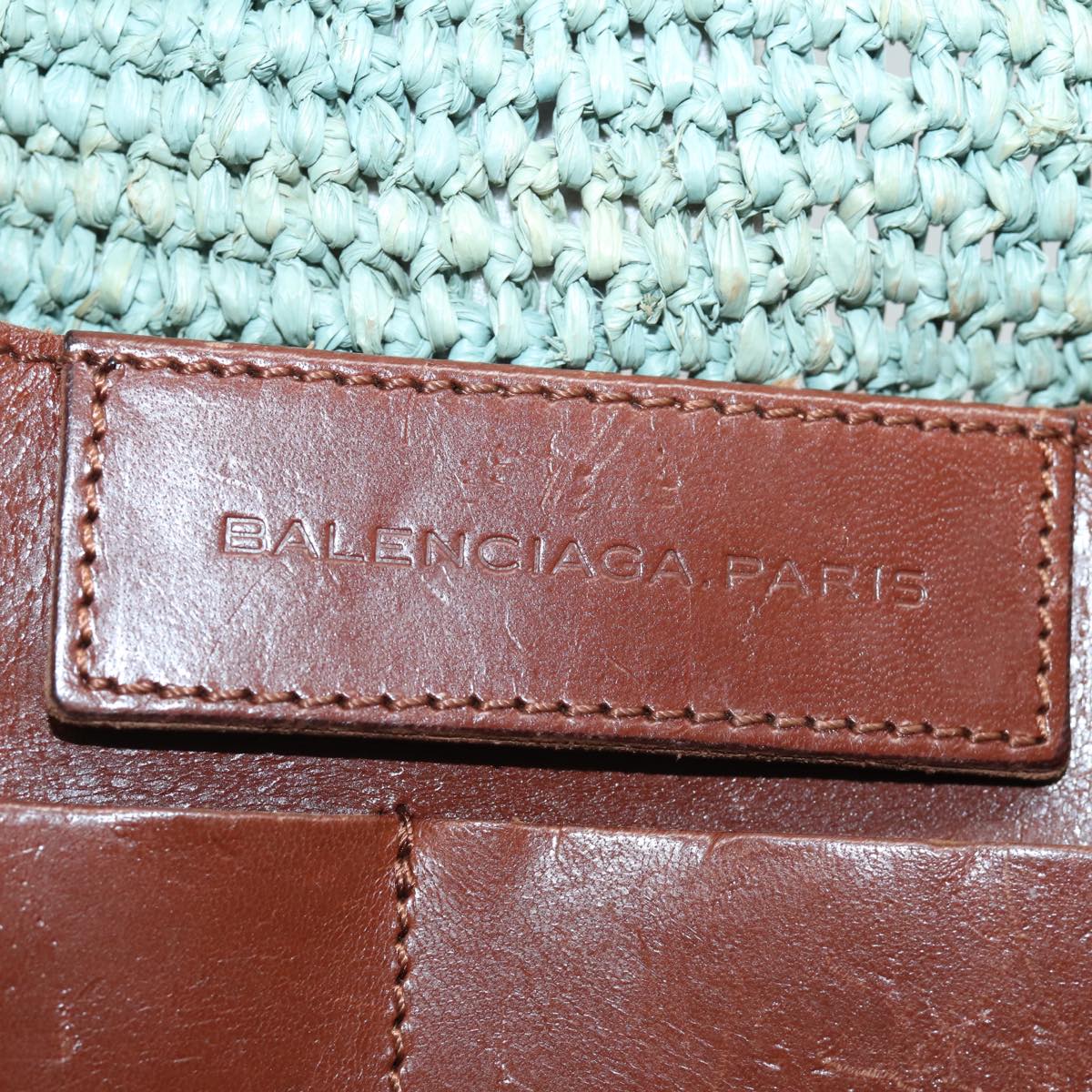 BALENCIAGA Hand Bag Raffia Blue 236741 Auth yk13377