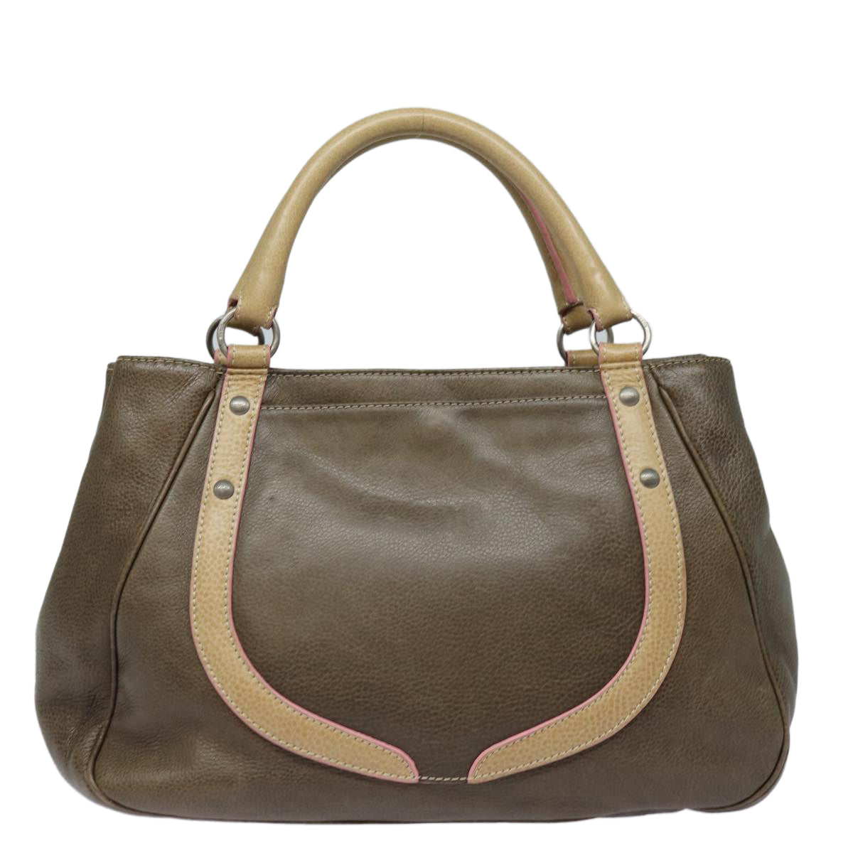 LOEWE Hand Bag Leather Brown Auth yk13453