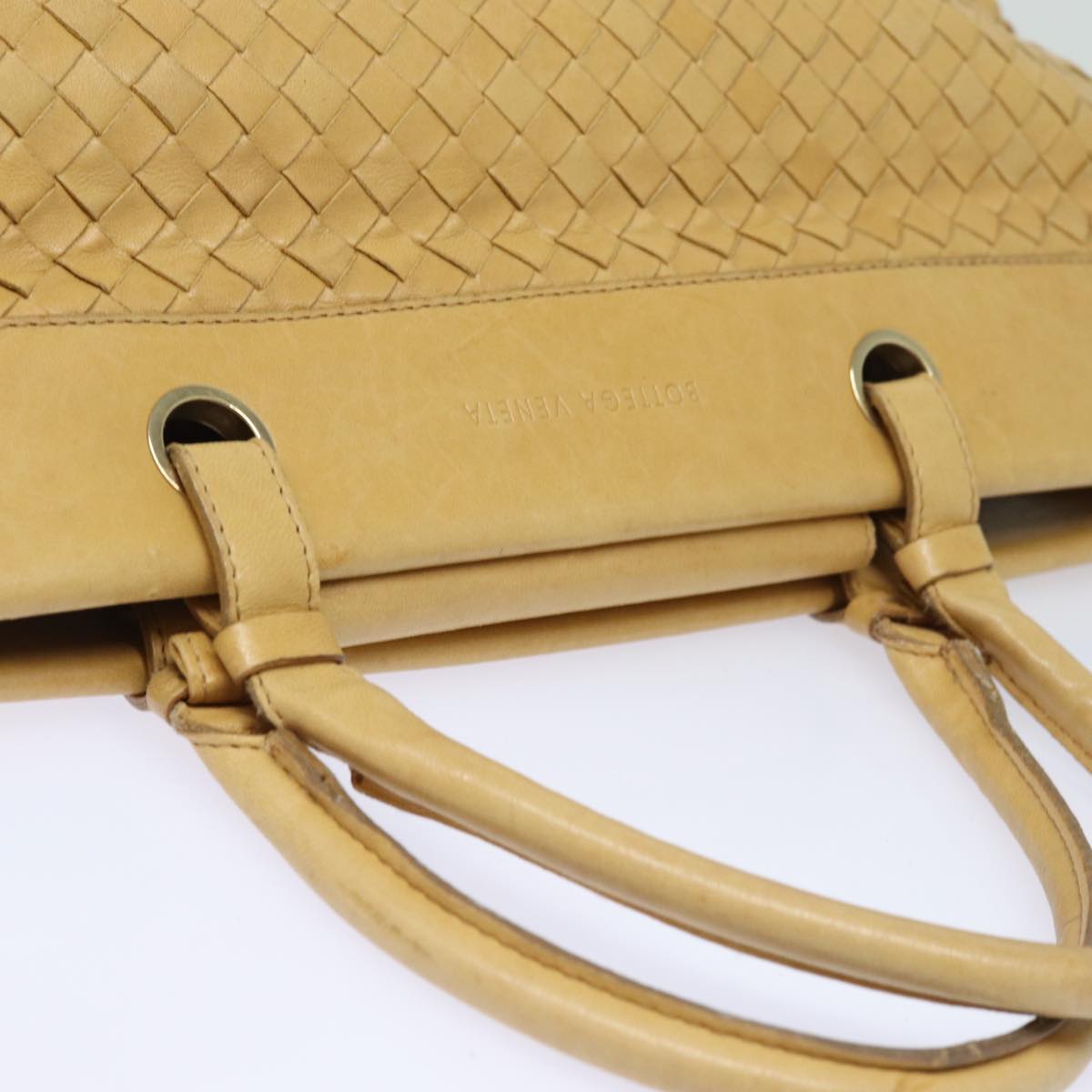 BOTTEGA VENETA INTRECCIATO Hand Bag Leather Beige Auth yk13483