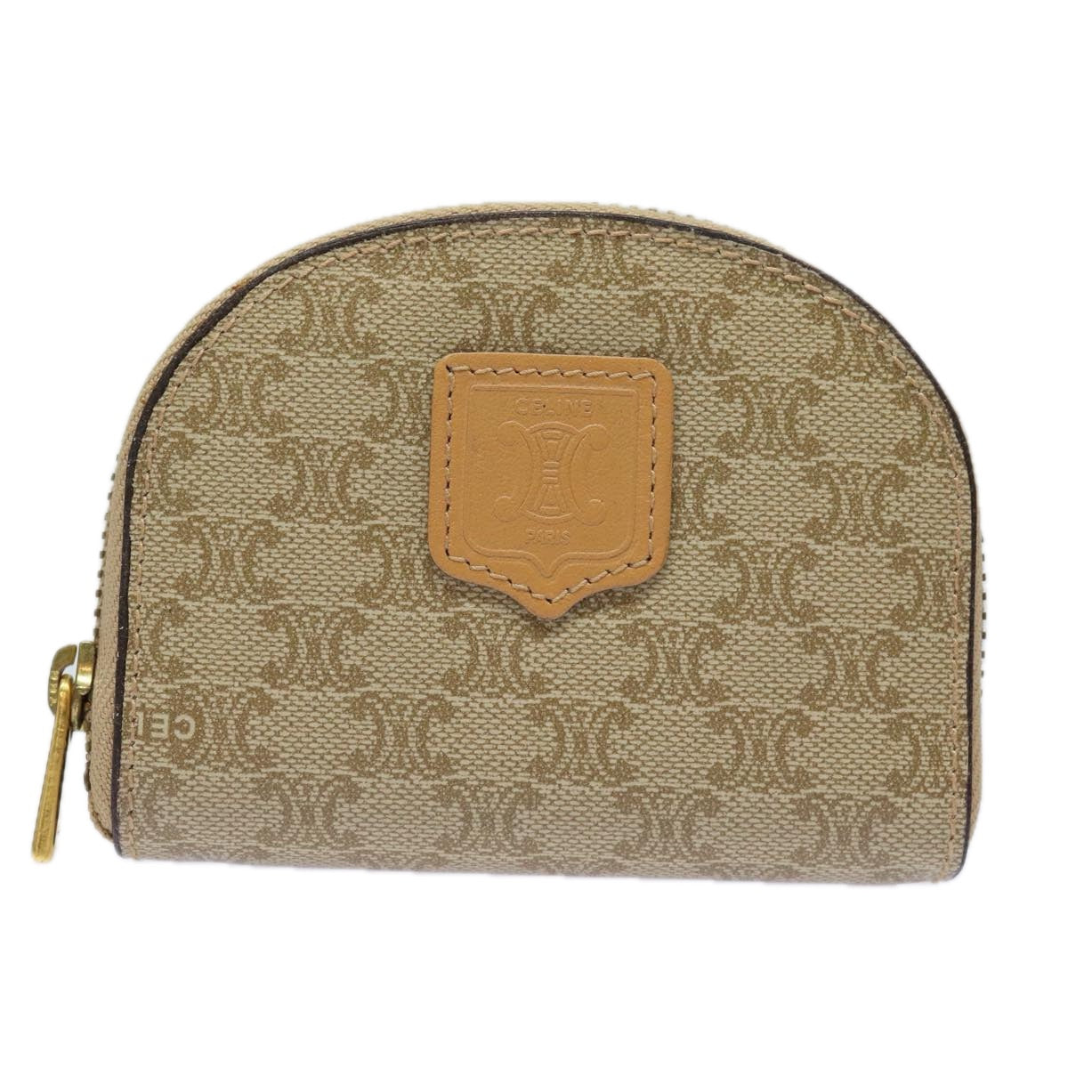 CELINE Macadam Canvas Coin Purse Beige Auth yk13518