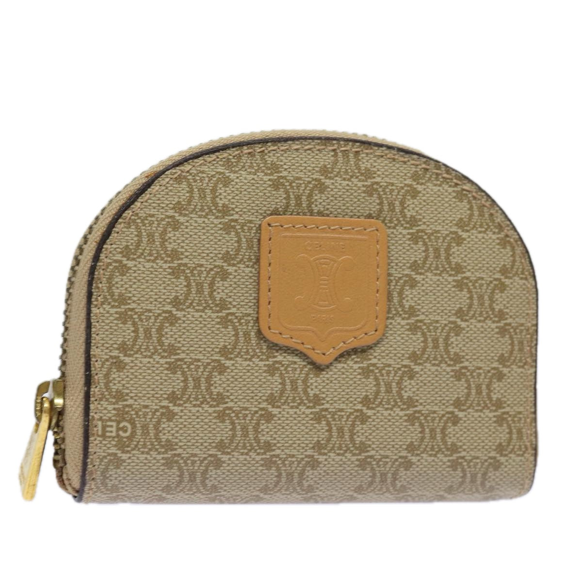 CELINE Macadam Canvas Coin Purse Beige Auth yk13518