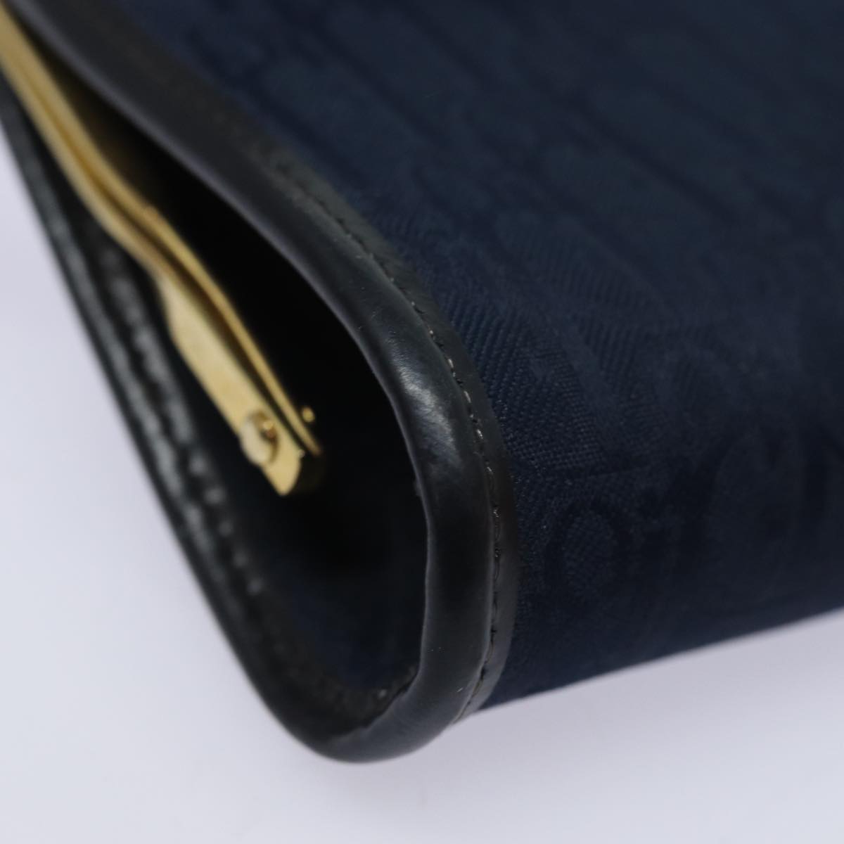 Christian Dior Trotter Canvas Gamaguchi Coin Purse Navy Auth yk13524