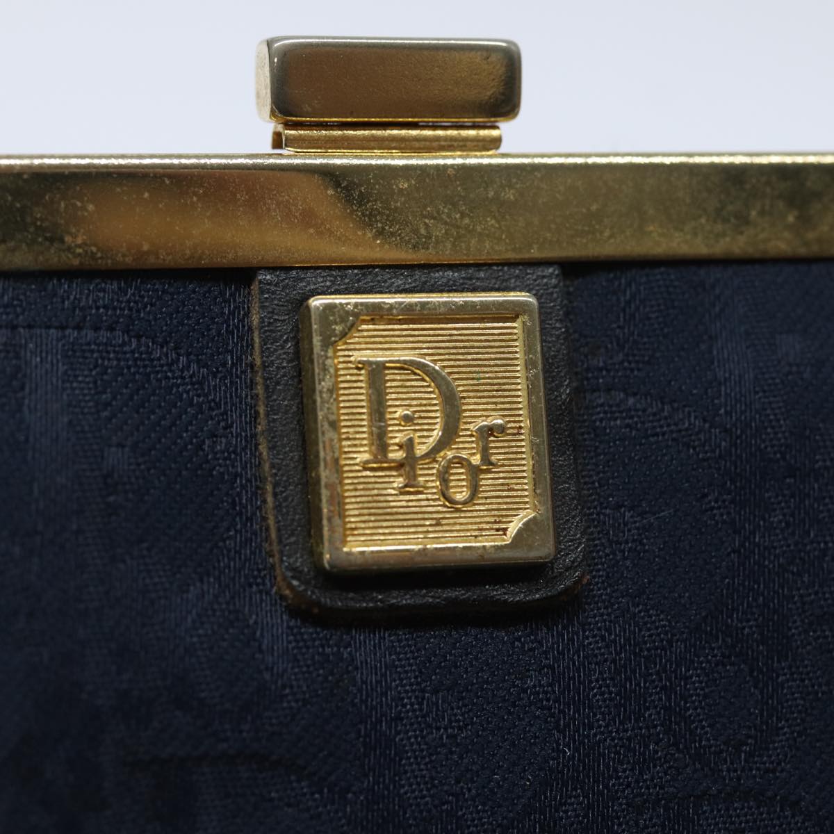 Christian Dior Trotter Canvas Gamaguchi Coin Purse Navy Auth yk13524