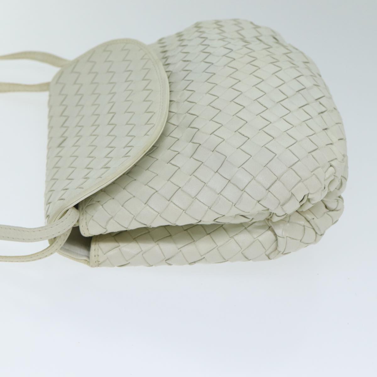 BOTTEGA VENETA INTRECCIATO Shoulder Bag Leather White Auth yk13588