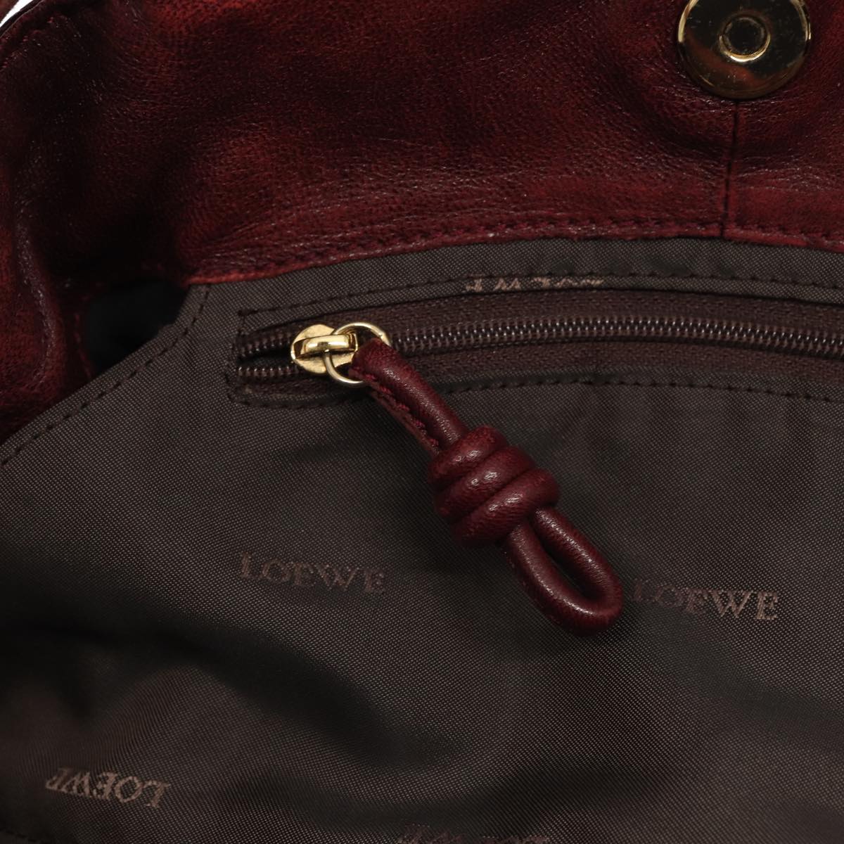 LOEWE Nappa Aire Hand Bag Enamel Wine Red Auth yk13629