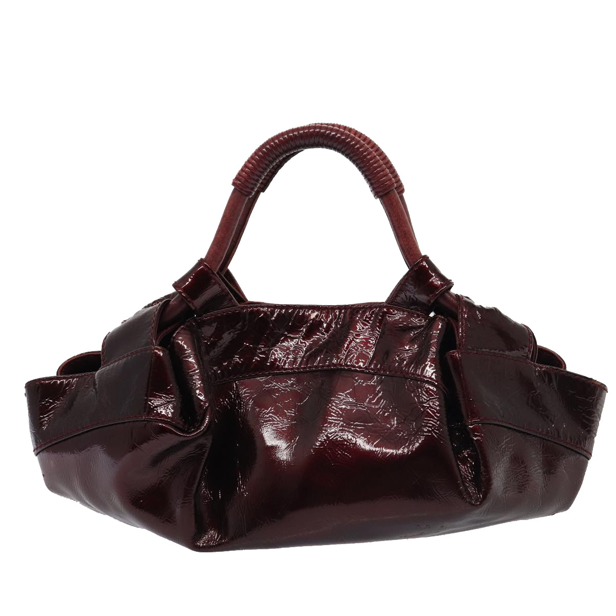 LOEWE Nappa Aire Hand Bag Enamel Wine Red Auth yk13629