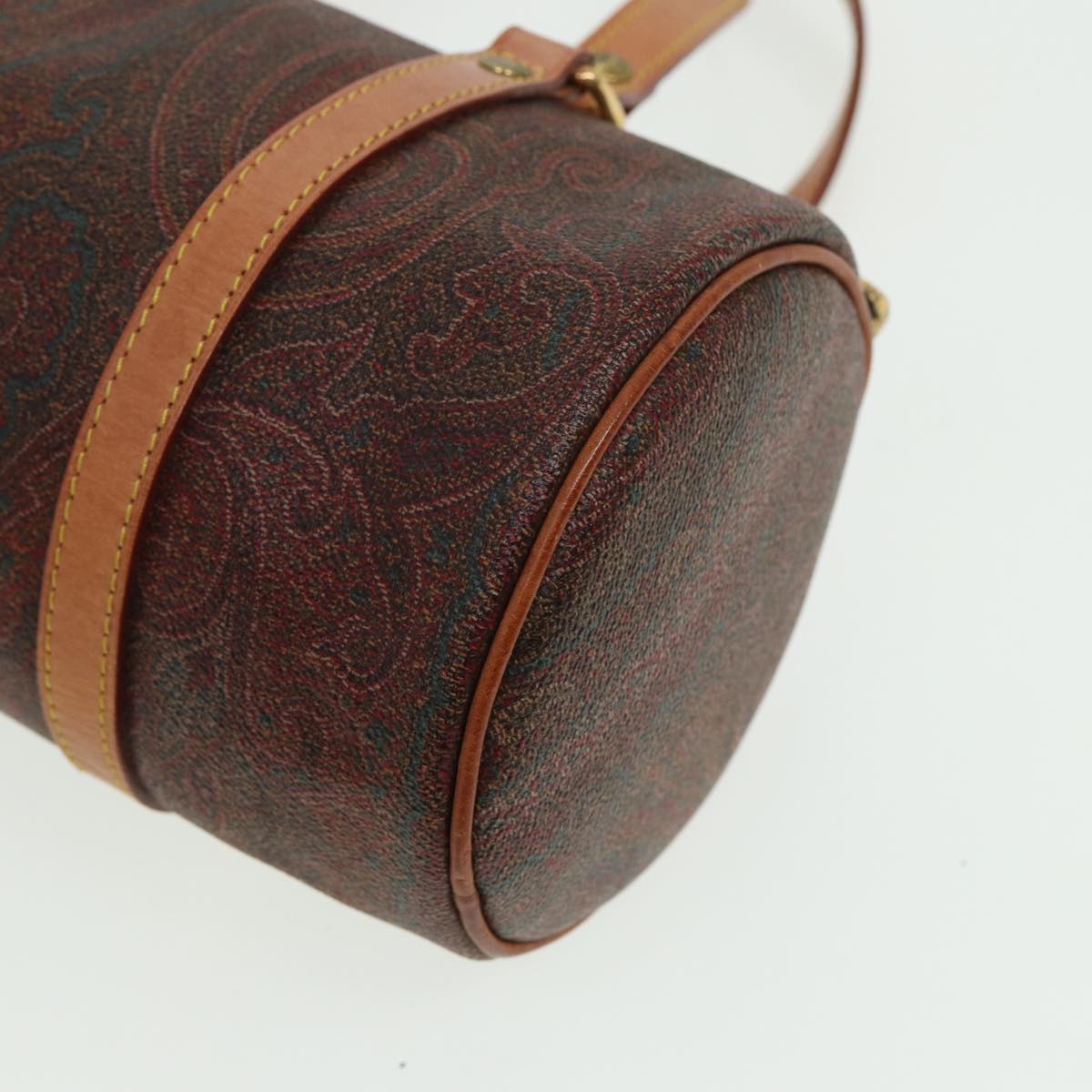 ETRO Paisley Hand Bag PVC Leather Brown Auth yk13636