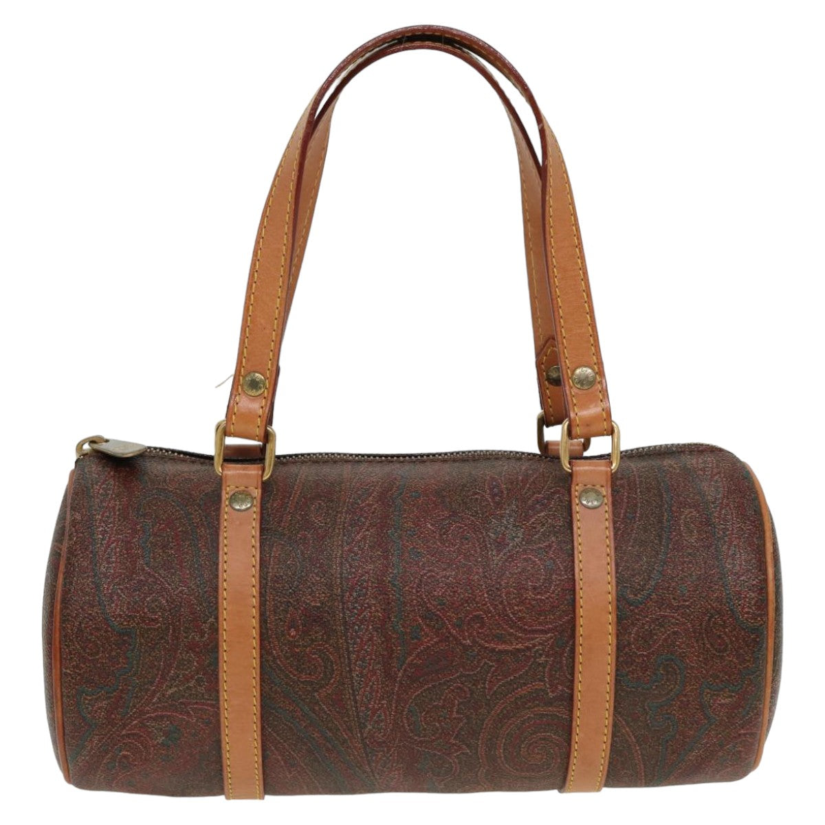 ETRO Paisley Hand Bag PVC Leather Brown Auth yk13636