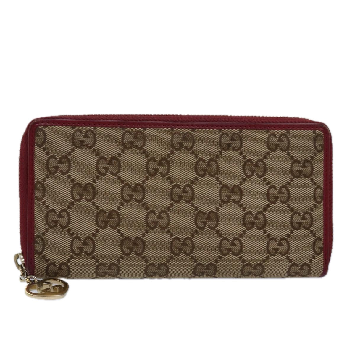 GUCCI GG Canvas Lovely Long Wallet Beige Beige Auth yk13659