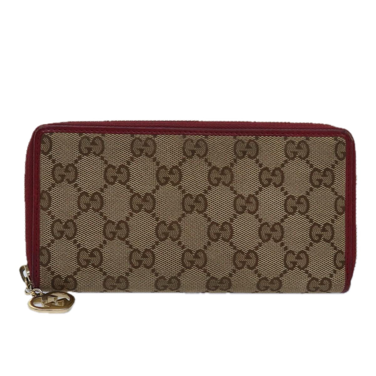 GUCCI GG Canvas Lovely Long Wallet Beige Beige Auth yk13659