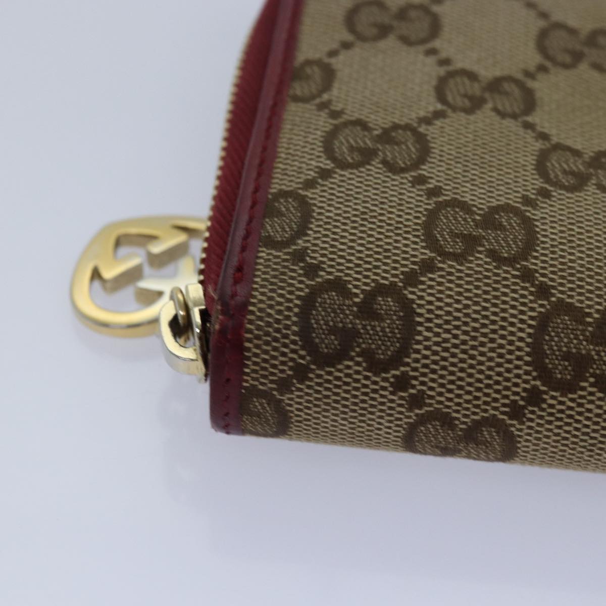 GUCCI GG Canvas Lovely Long Wallet Beige Beige Auth yk13659